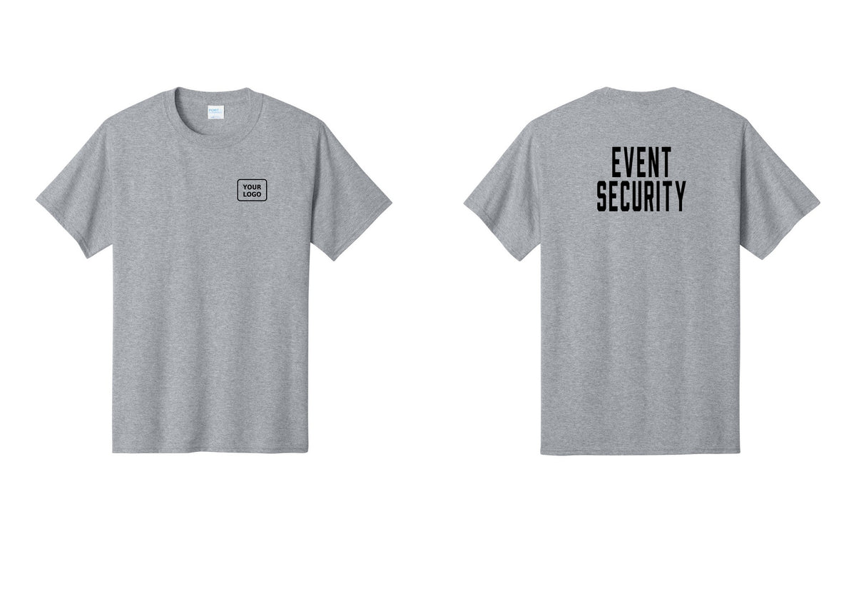 NYC Factory Custom Logo Event Security T-Shirt for Venues & Crowd Management (Classic) - Your Logo + Back - Athletic Heather