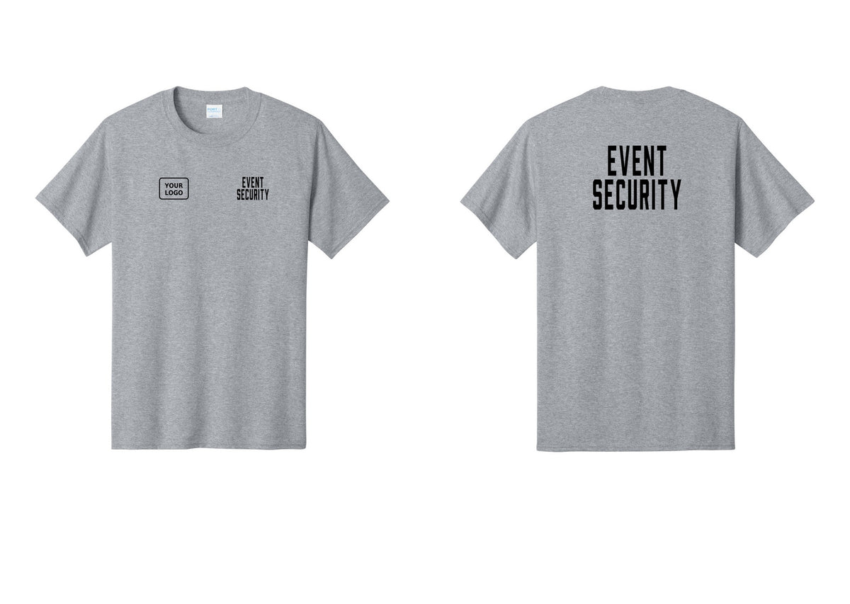 NYC Factory Custom Logo Event Security T-Shirt for Venues & Crowd Management (Classic) - EVENT SECURITY + Your Logo + Back - Athletic Heather