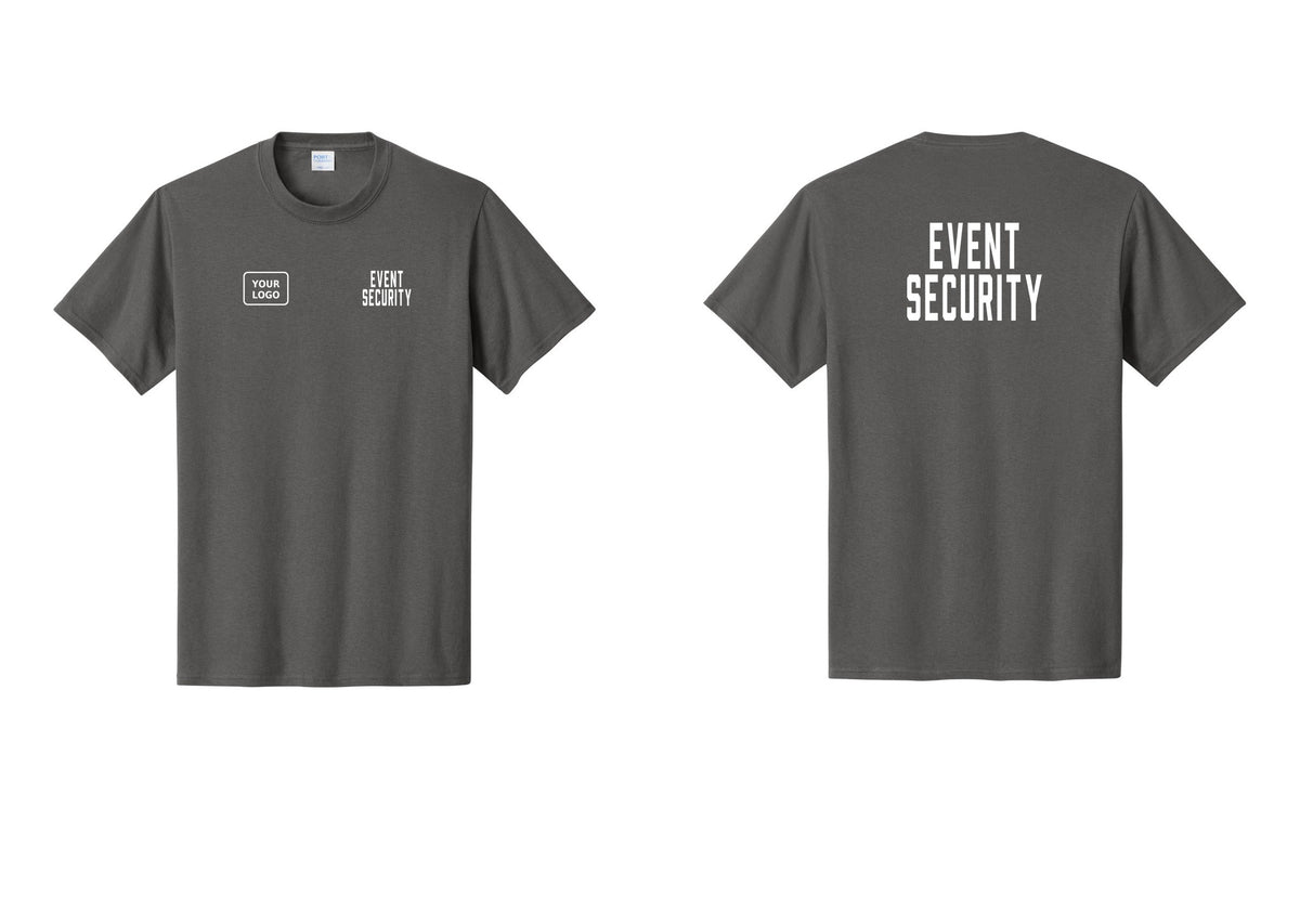 NYC Factory Custom Logo Event Security T-Shirt for Venues & Crowd Management (Classic) - EVENT SECURITY + Your Logo + Back - Charcoal