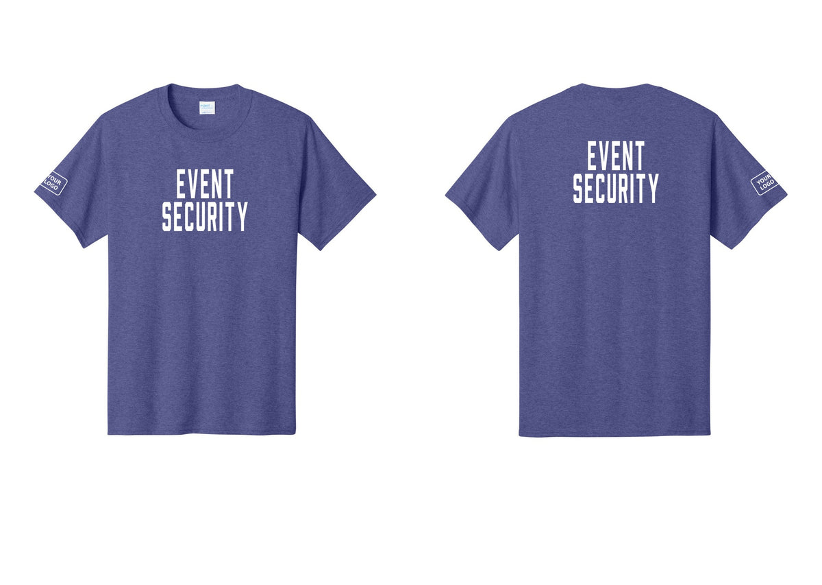 NYC Factory Custom Logo Event Security T-Shirt for Venues & Crowd Management (Classic) - Front + Back + Your Logo Sleeve - Heather Purple
