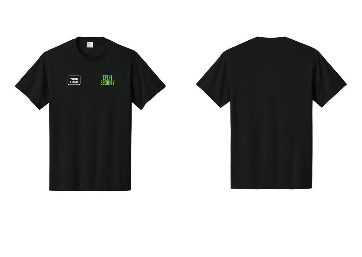 NYC Factory Custom Logo Event Security T-Shirt for Venues & Crowd Management (Classic) - EVENT SECURITY + Your Logo - Black / Neon