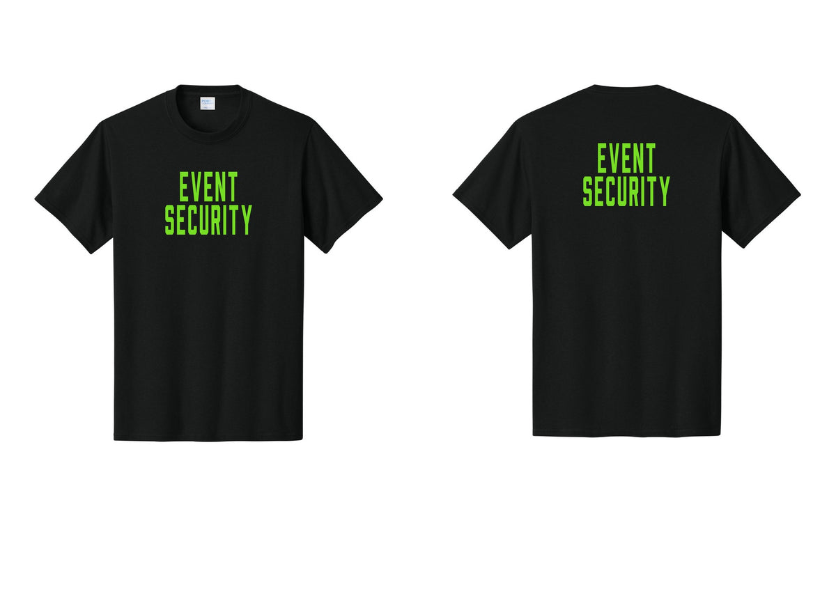 NYC Factory Event Security T-Shirt for Venues & Crowd Management (Classic) - Front + Back - Black / Neon