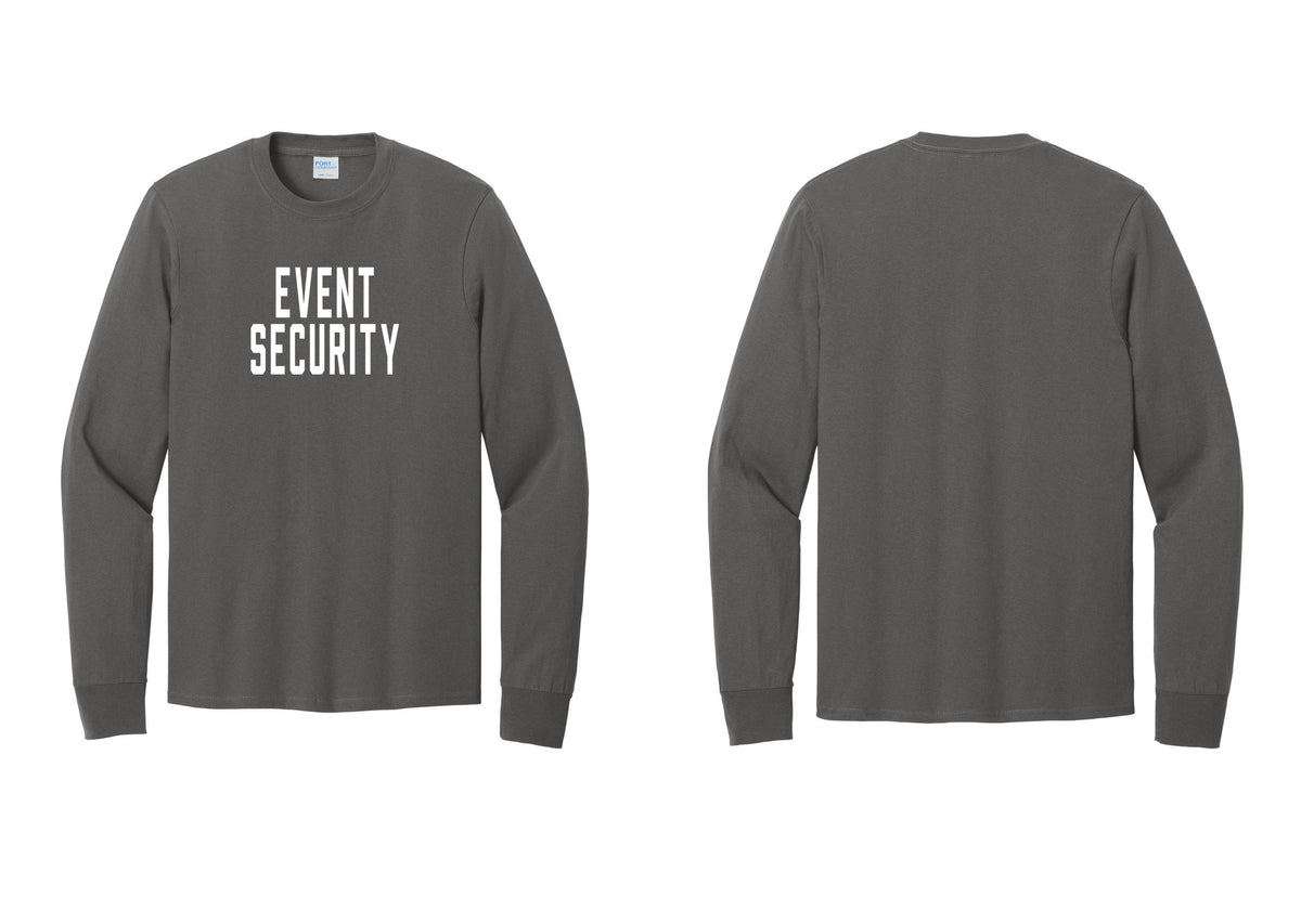 NYC Factory Event Security Cotton Long Sleeve T-Shirt (Classic) - Front Only - Charcoal