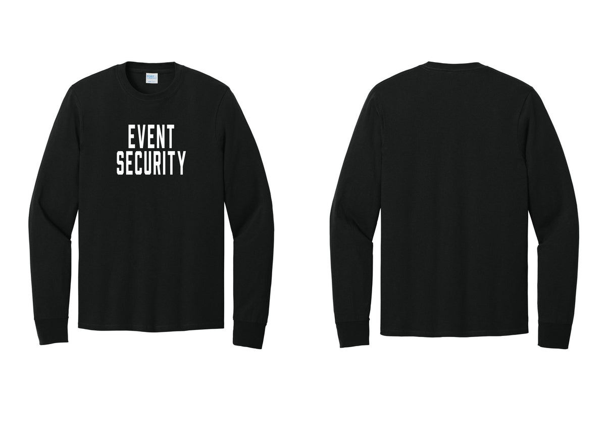 NYC Factory Event Security Cotton Long Sleeve T-Shirt (Classic) - Front Only - Black