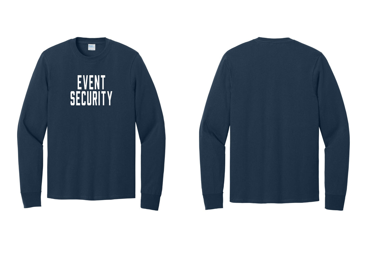 NYC Factory Event Security Cotton Long Sleeve T-Shirt (Classic) - Front Only - Navy