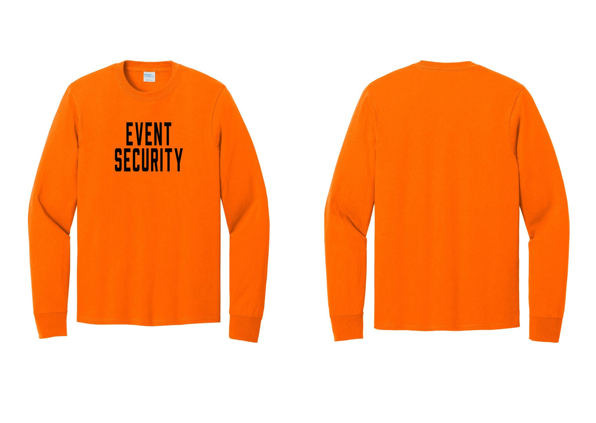 NYC Factory Event Security Cotton Long Sleeve T-Shirt (Classic) - Front Only - Safety Orange