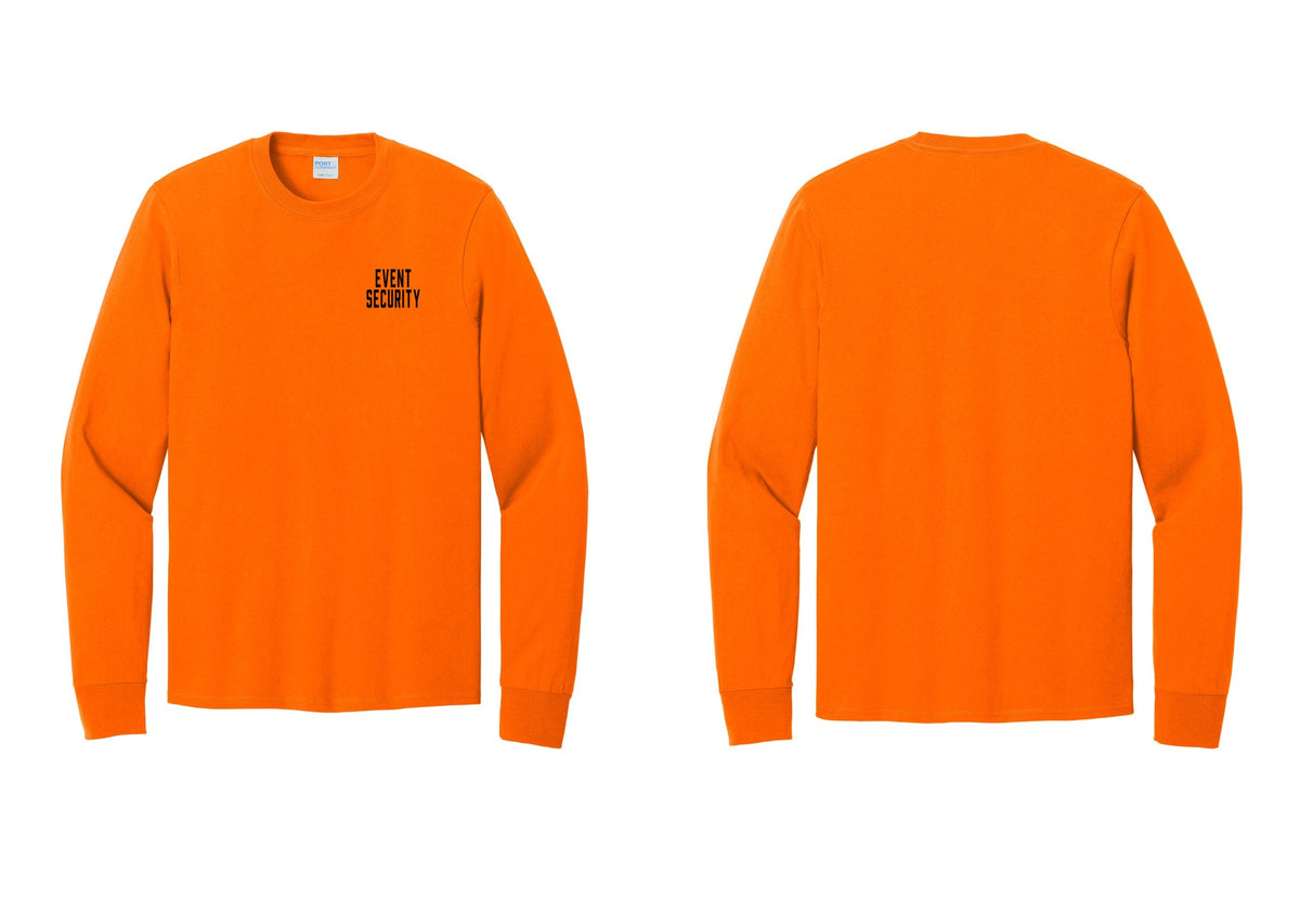 NYC Factory Event Security Cotton Long Sleeve T-Shirt (Classic) - Chest Only - Safety Orange