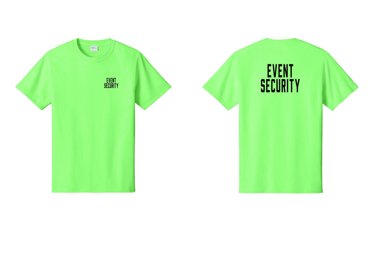 NYC Factory Event Security T-Shirt for Venues & Crowd Management (Classic) - Chest + Back - Neon Green