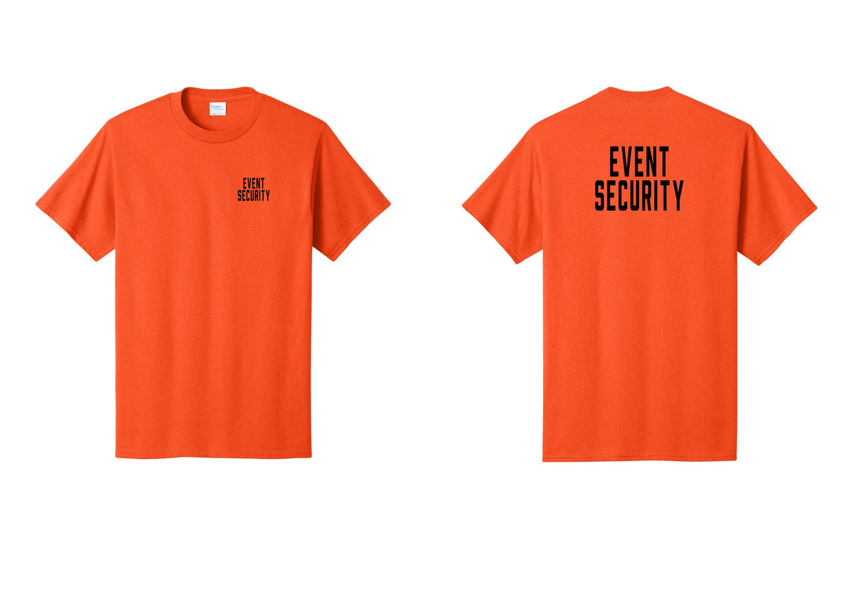NYC Factory Event Security T-Shirt for Venues & Crowd Management (Classic) - Chest + Back - Orange