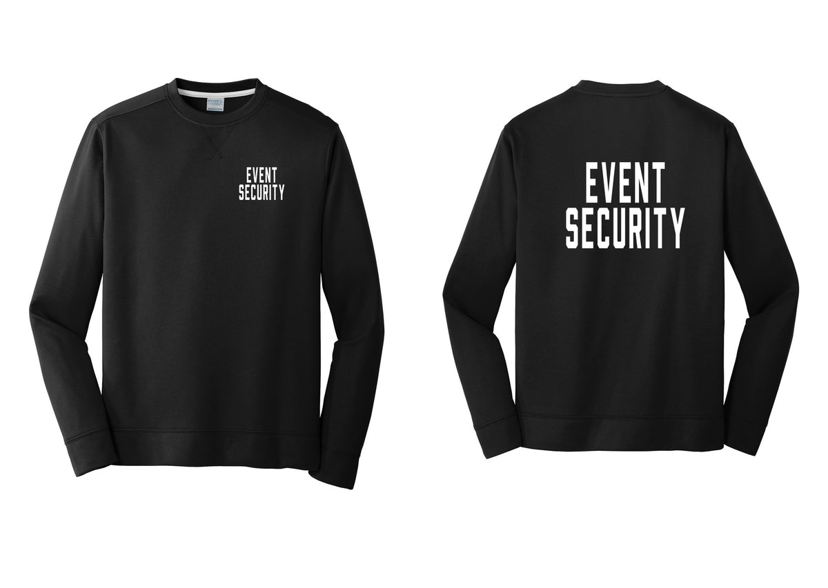 NYC Factory Event Security Performance Fleece Crewneck Sweatshirt (Classic) - Chest + Back - Black