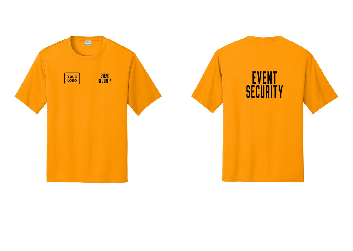 NYC Factory Custom Logo Event Security Performance T-Shirt (Classic) - EVENT SECURITY + Your Logo + Back - Gold