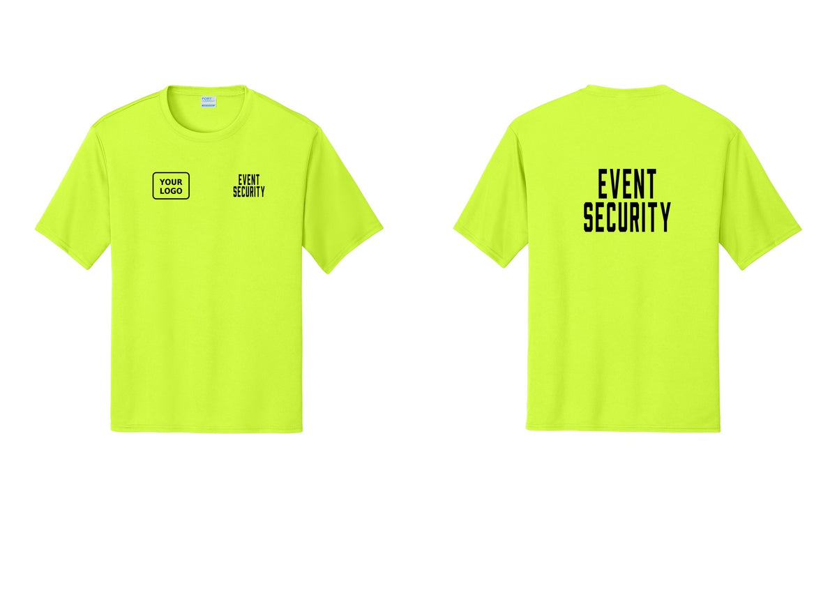 NYC Factory Custom Logo Event Security Performance T-Shirt (Classic) - EVENT SECURITY + Your Logo + Back - Neon Yellow