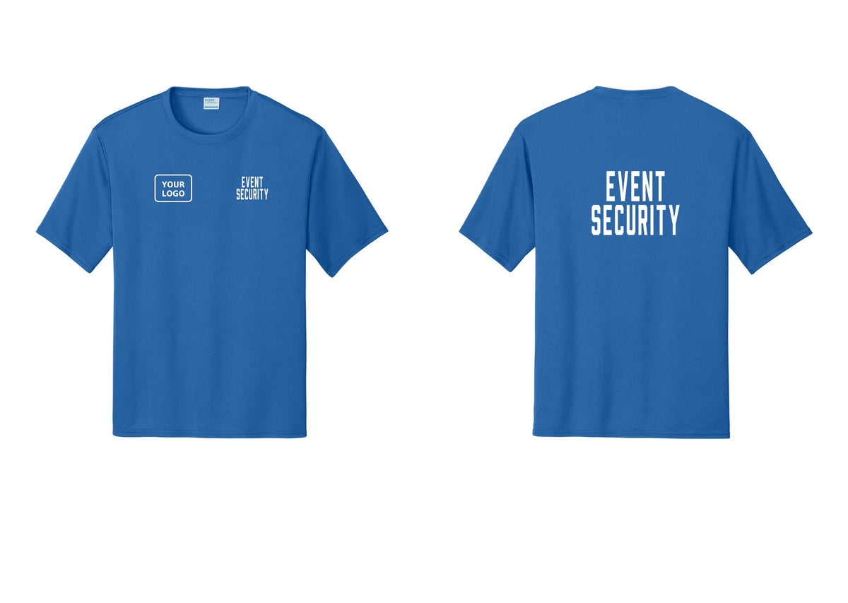 NYC Factory Custom Logo Event Security Performance T-Shirt (Classic) - EVENT SECURITY + Your Logo + Back - Royal