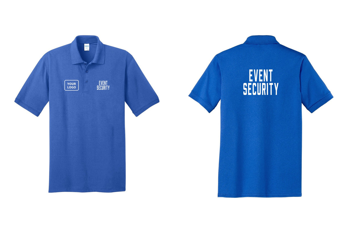 NYC Factory Custom Logo Event Security Polo Shirt (Classic) - EVENT SECURITY + Your Logo + Back - Royal