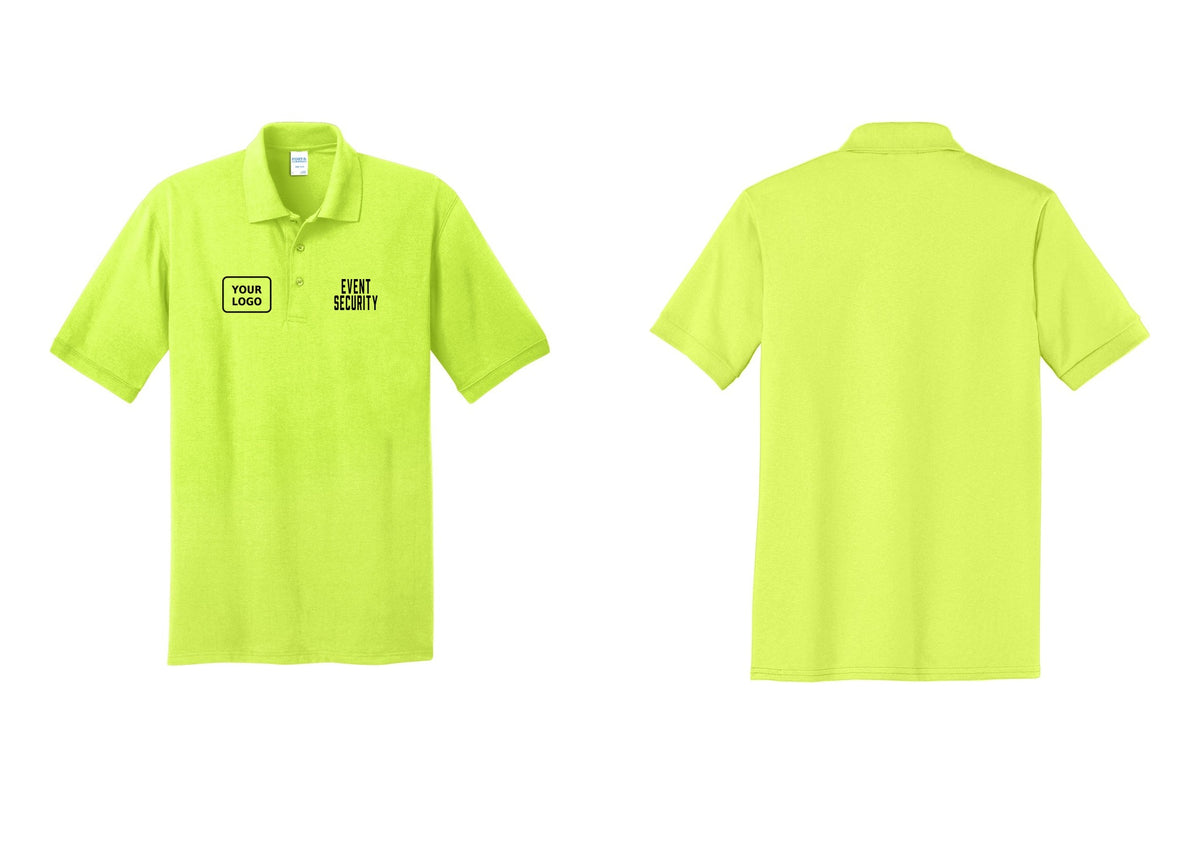 NYC Factory Custom Logo Event Security Polo Shirt (Classic) - EVENT SECURITY + Your Logo - Safety Green