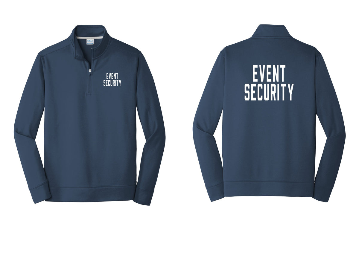 NYC Factory Event Security Performance Fleece 1/4-Zip Pullover Sweatshirt (Classic) - Chest + Back - Navy