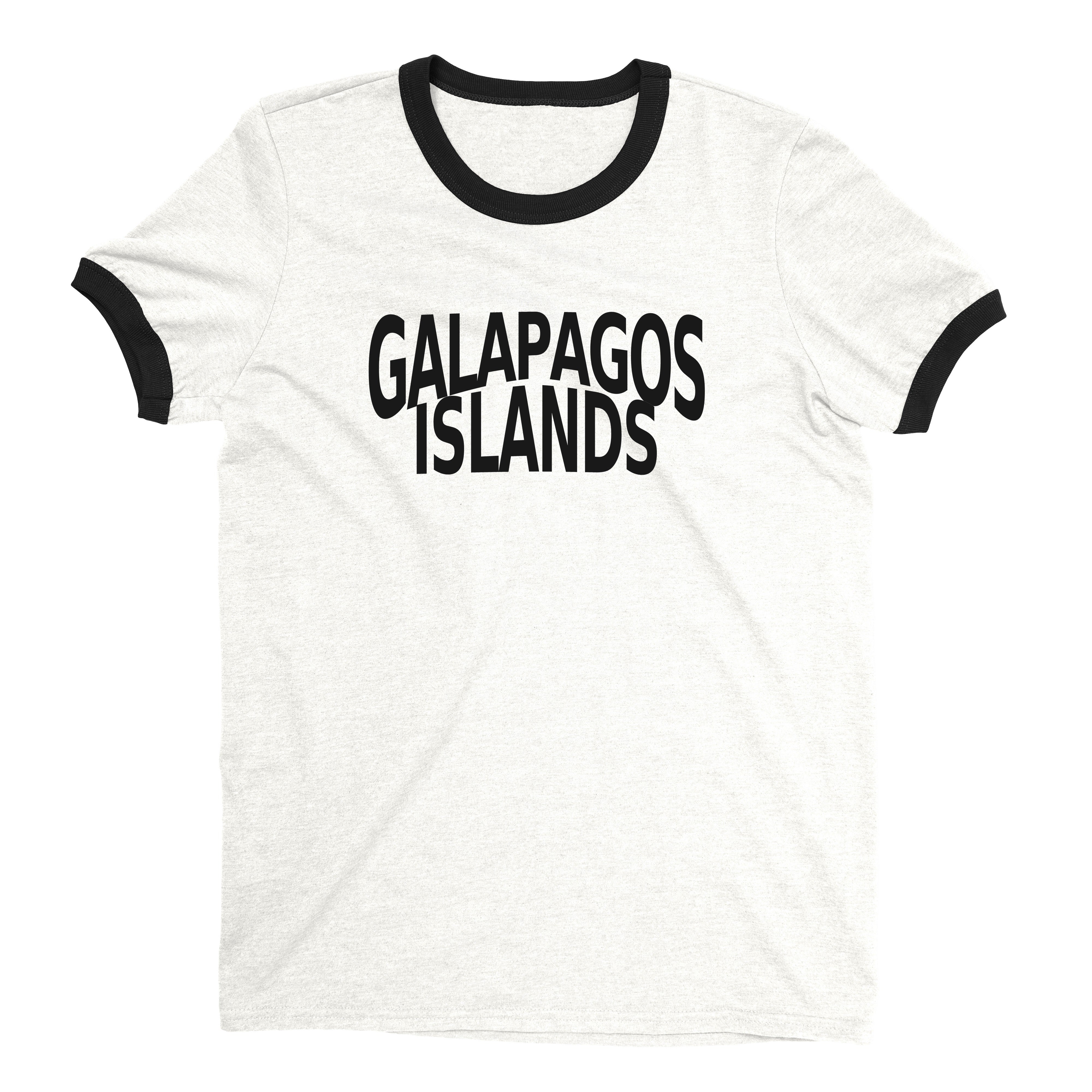 Galapagos Islands Ringer Tee Retro Style Men's T-Shirt - NYC Factory - White