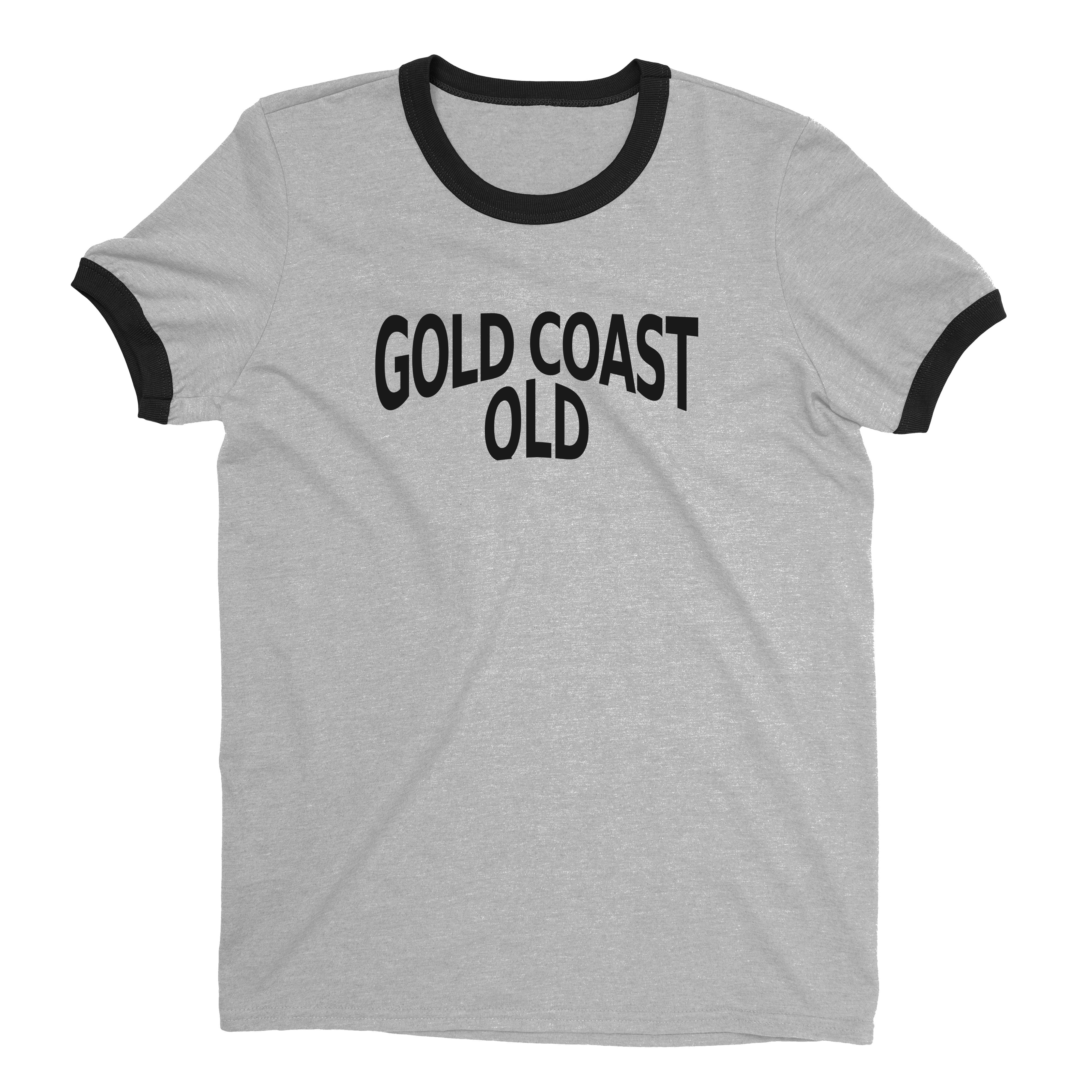Gold Coast Australia Ringer Tee Retro Style Men's T-Shirt - NYC Factory - Heather Gray