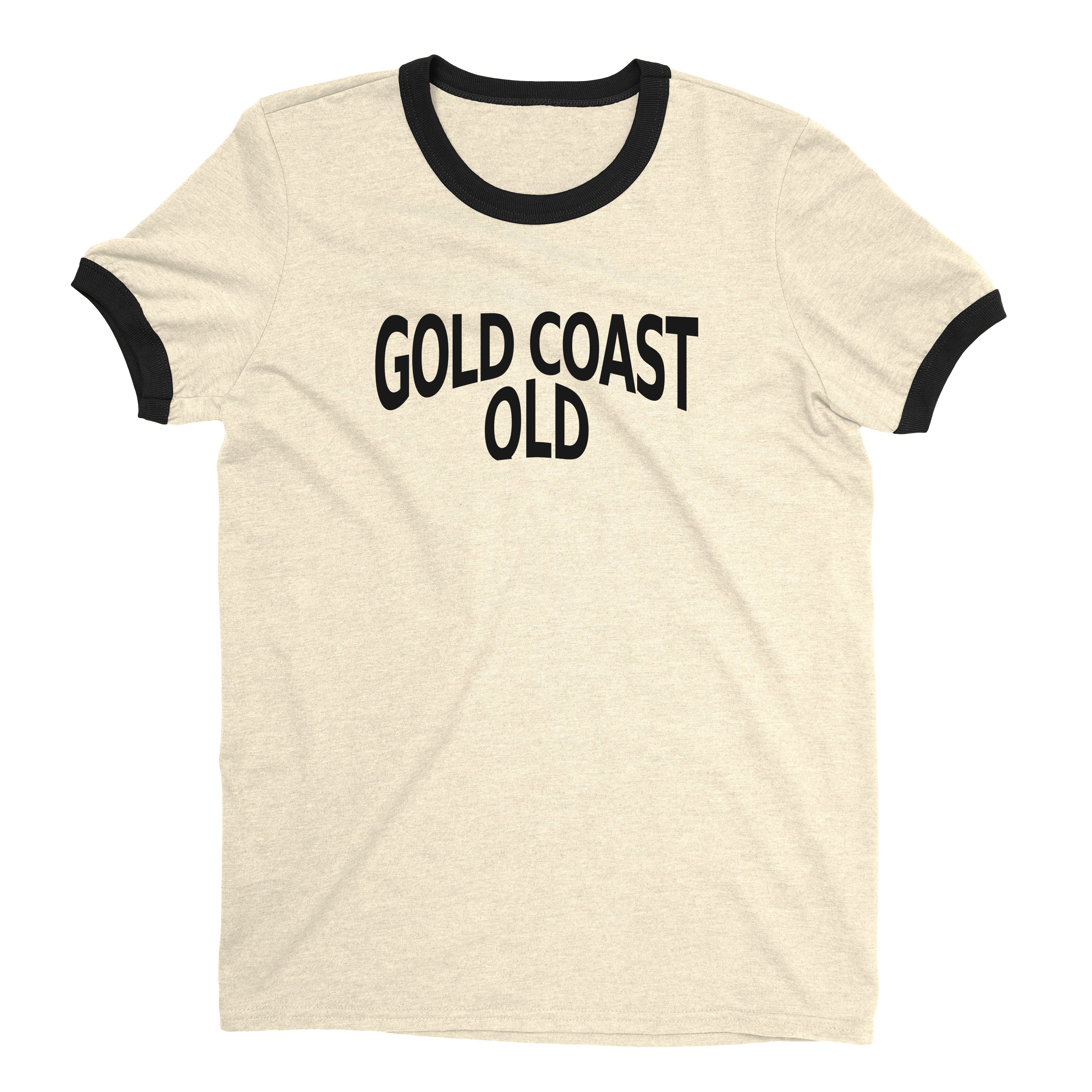 Gold Coast Australia Ringer Tee Retro Style Men's T-Shirt - NYC Factory - Natural