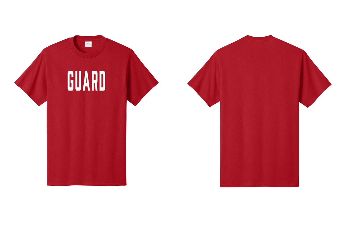 NYC Factory Guard T-Shirt, Condensed Lettering - Front Only - Red