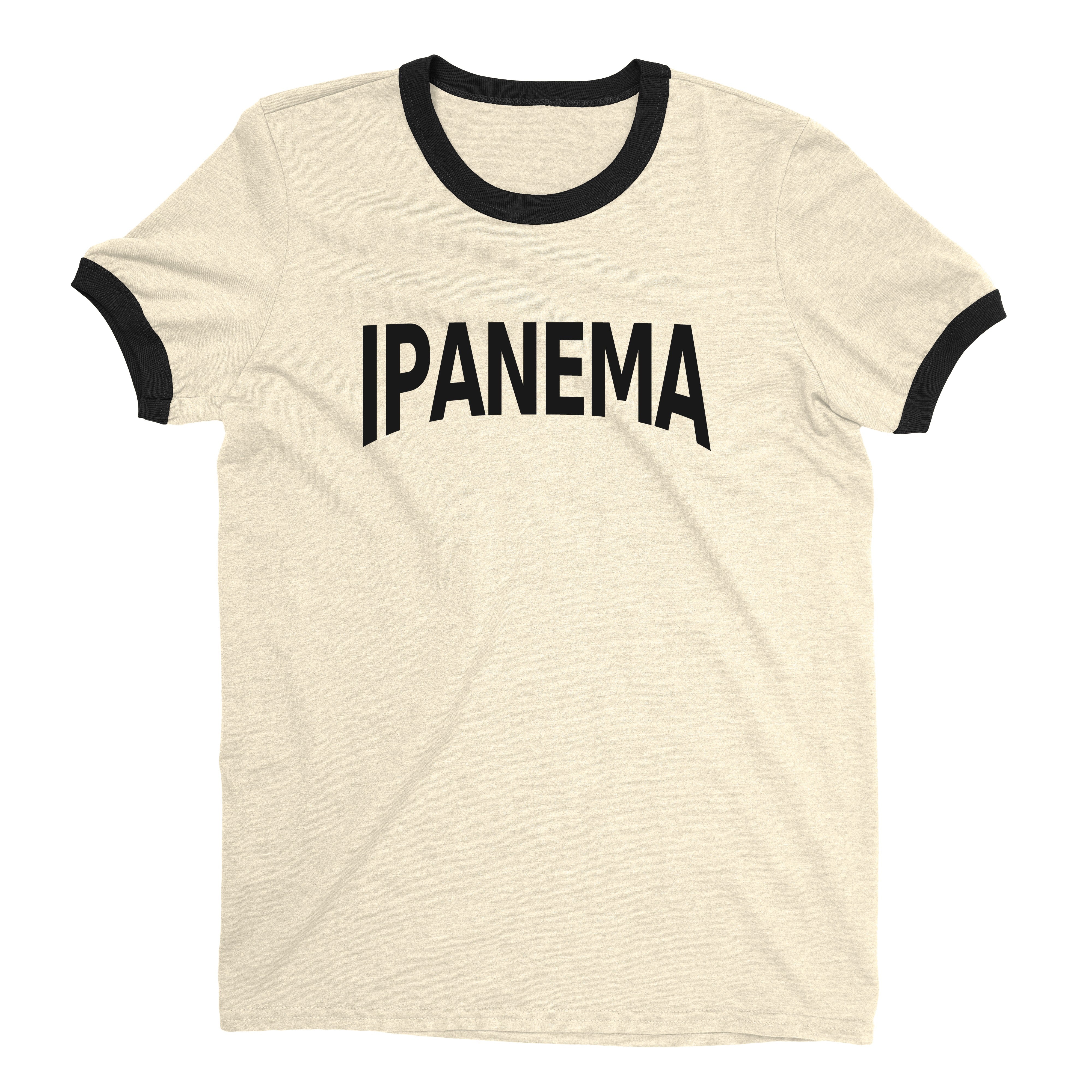 Ipanema Beach Ringer Tee Retro Style Men's T-Shirt - NYC Factory - Natural