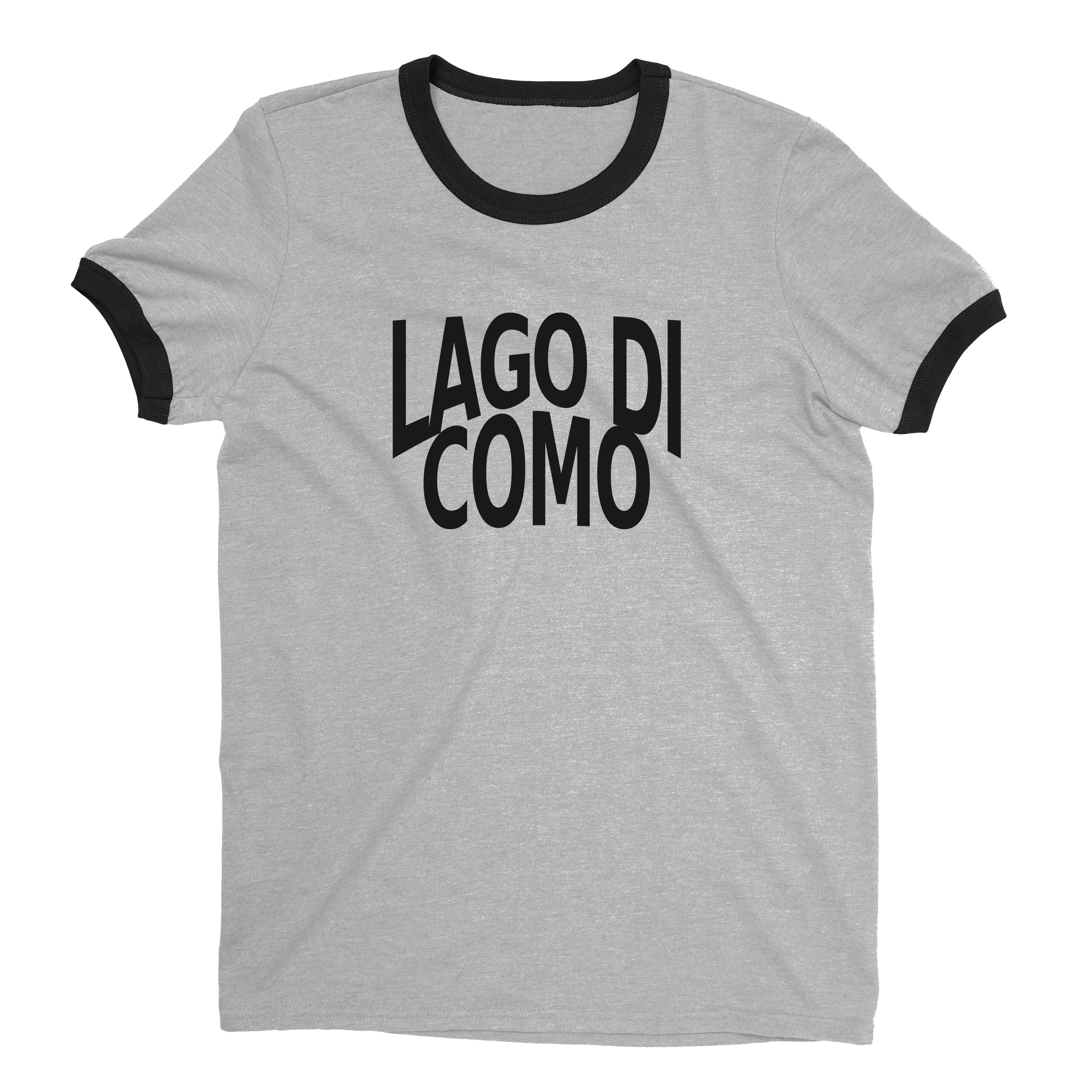Lago di Como Ringer Tee Retro Style Men's T-Shirt - NYC Factory - Heather Gray