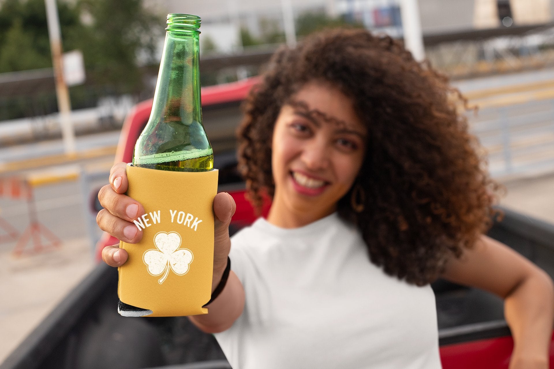 New York City Irish Shamrock Design Custom Can Coolers Promotional