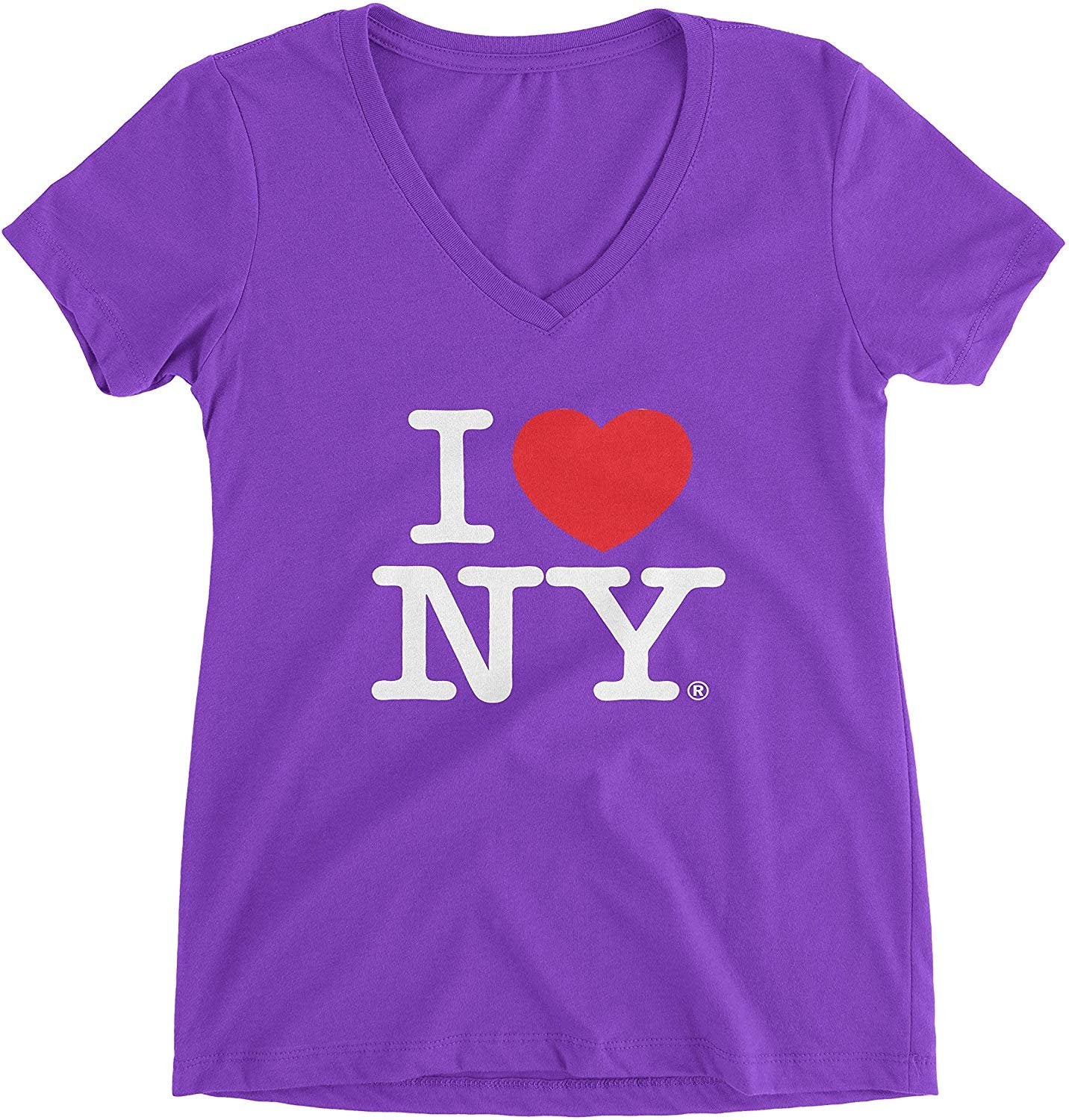 I Love NY Ladies Tee (V-Neck, Purple)