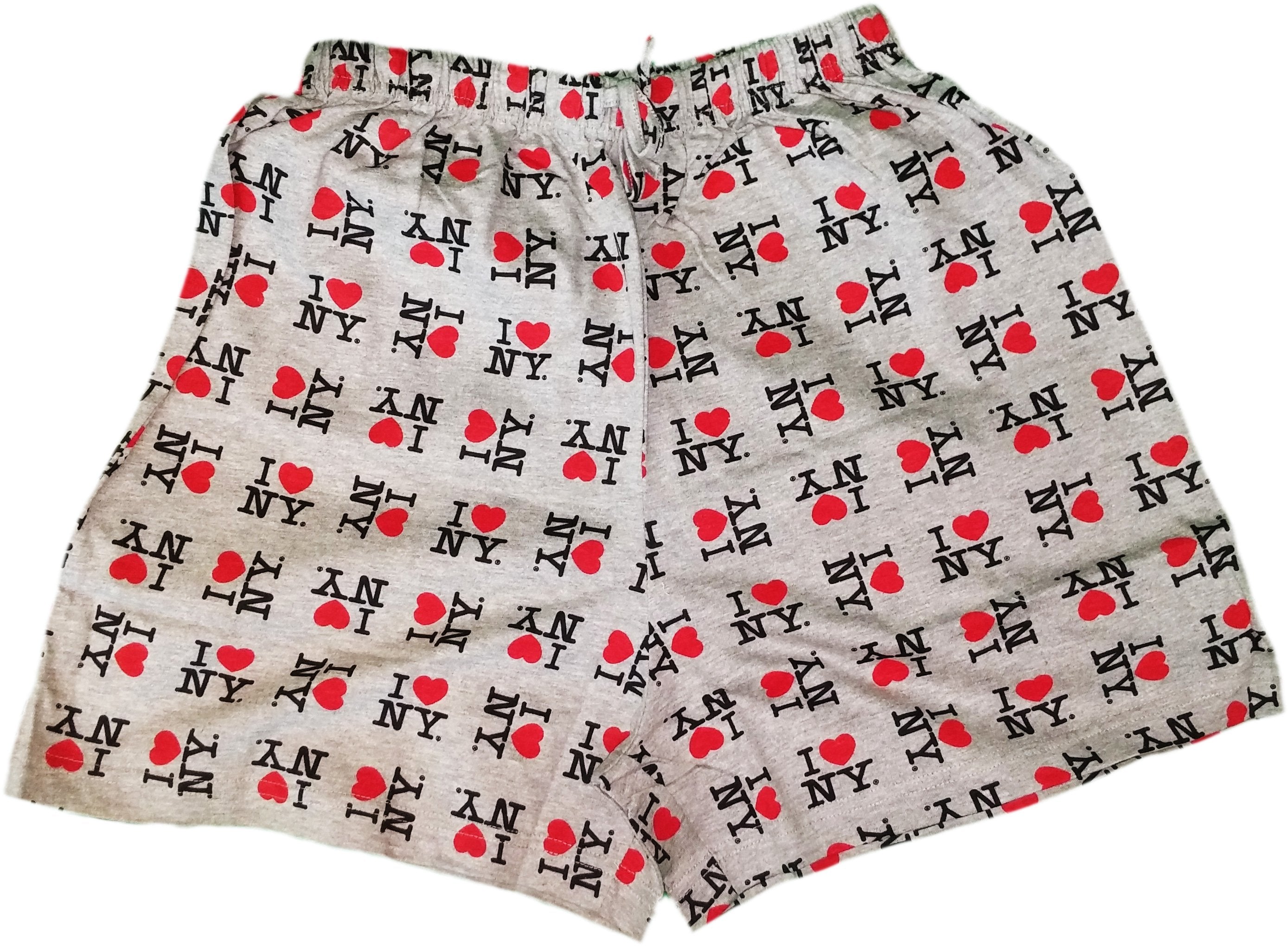I Love NY Boxer Shorts  (Adult Unisex, Gray, Small)