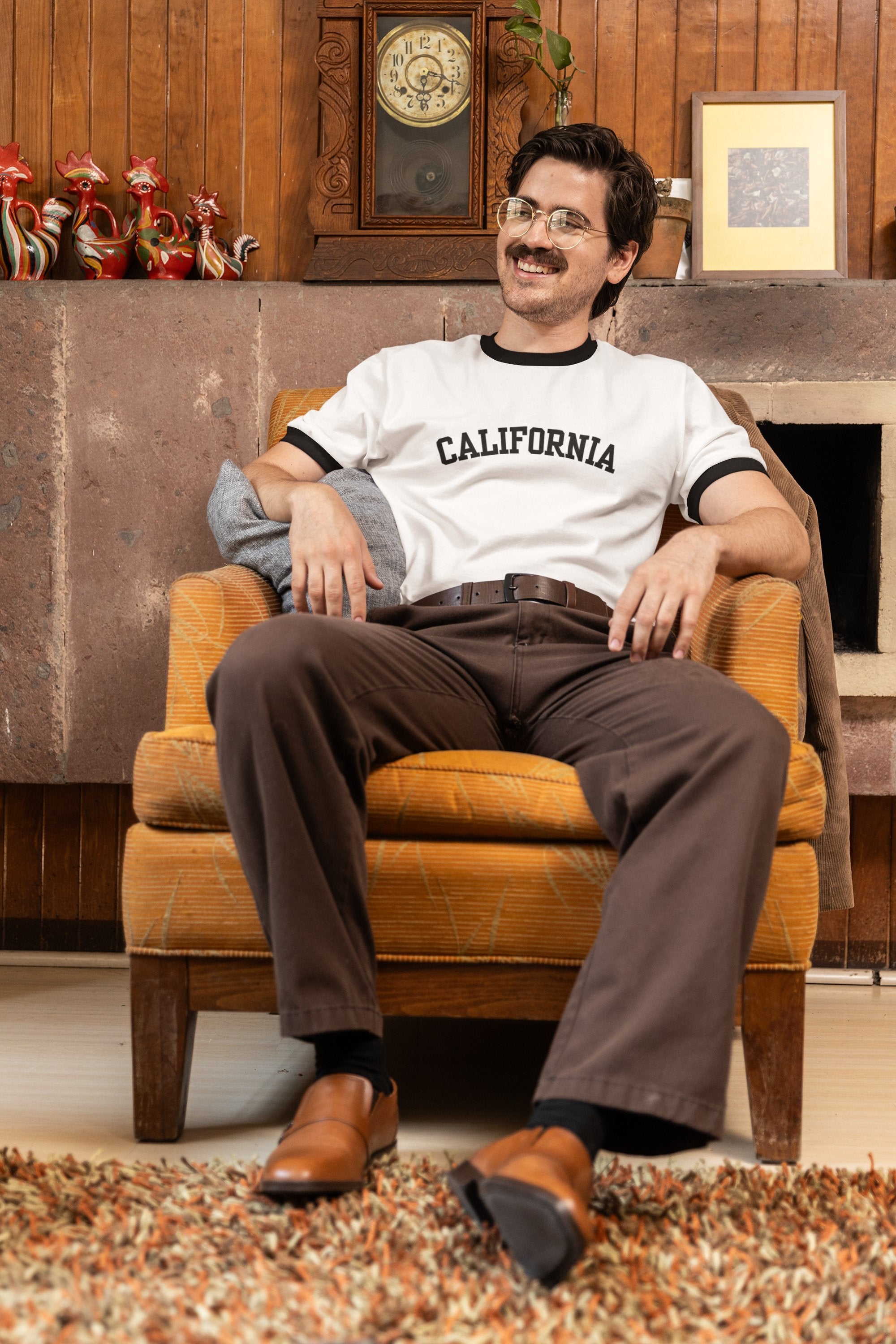 Irish Boston Shamrock Design Custom Mens Ringer T-Shirt Customized Tee