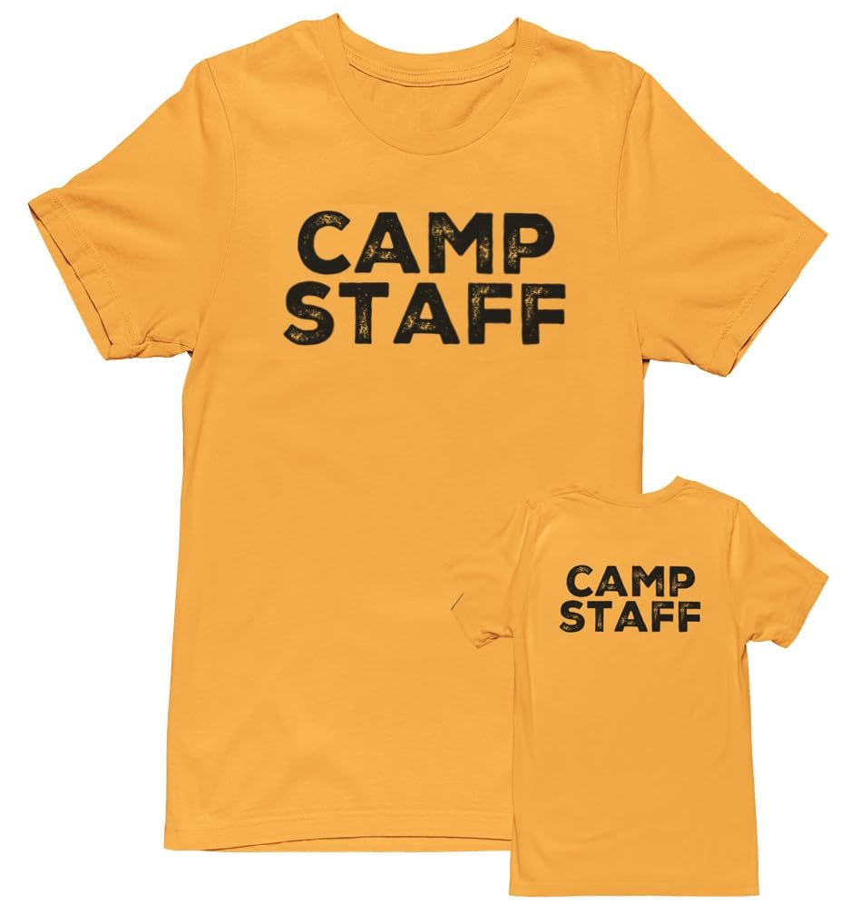 CAMP Staff T-Shirt Summer Counselor Rustic Design Cotton Tee (Front & Back)