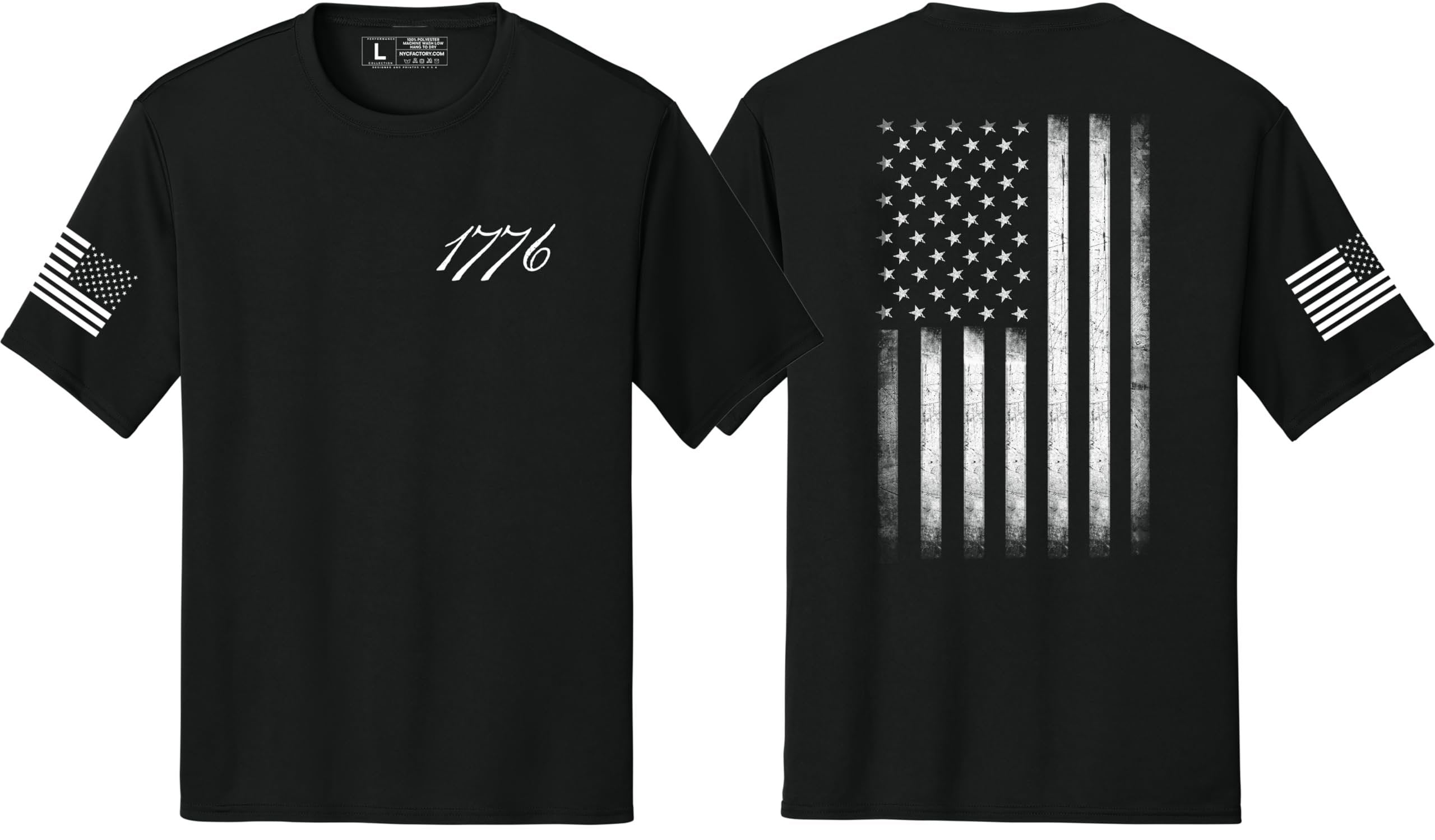 Men's USA Flag Tee Patriot Sleeve Print 1776 T-Shirts 4th of July