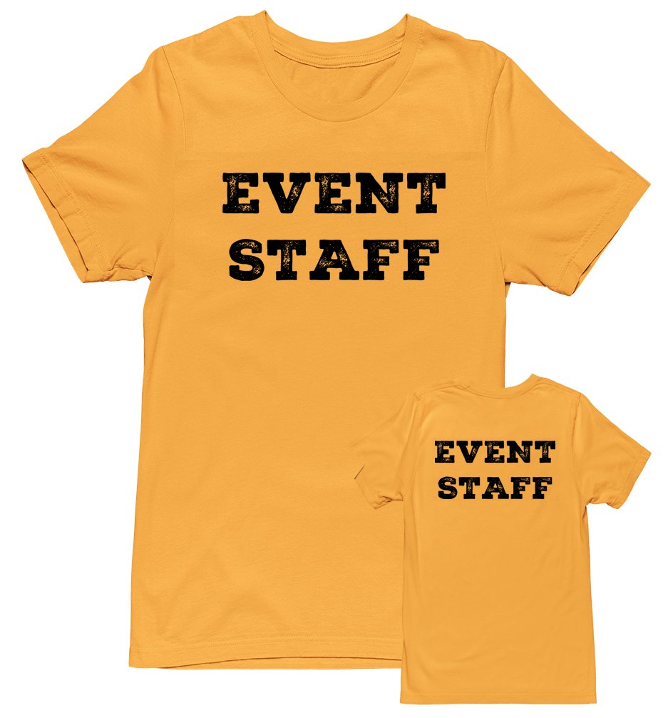 Professional Event T-Shirt - Rustic Design for Staff (Front & Back, NR-A) Soft Cotton Tees