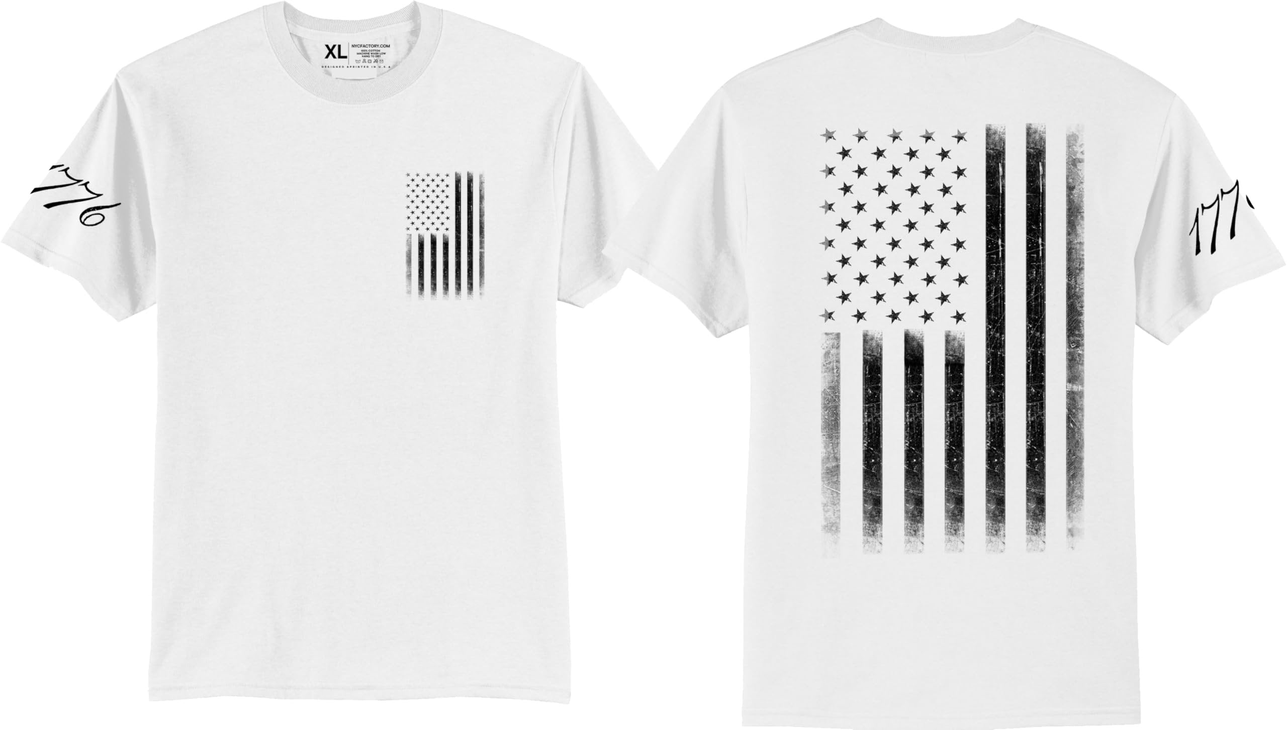 Men's USA Flag Tee Patriot Sleeve Print 1776 T-Shirts 4th of July