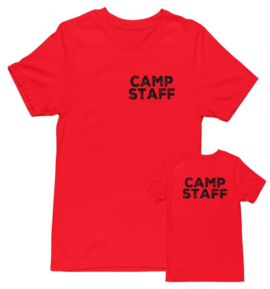 CAMP Staff T-Shirt Summer Counselor Rustic Design Cotton Tee (Chest & Back Print)
