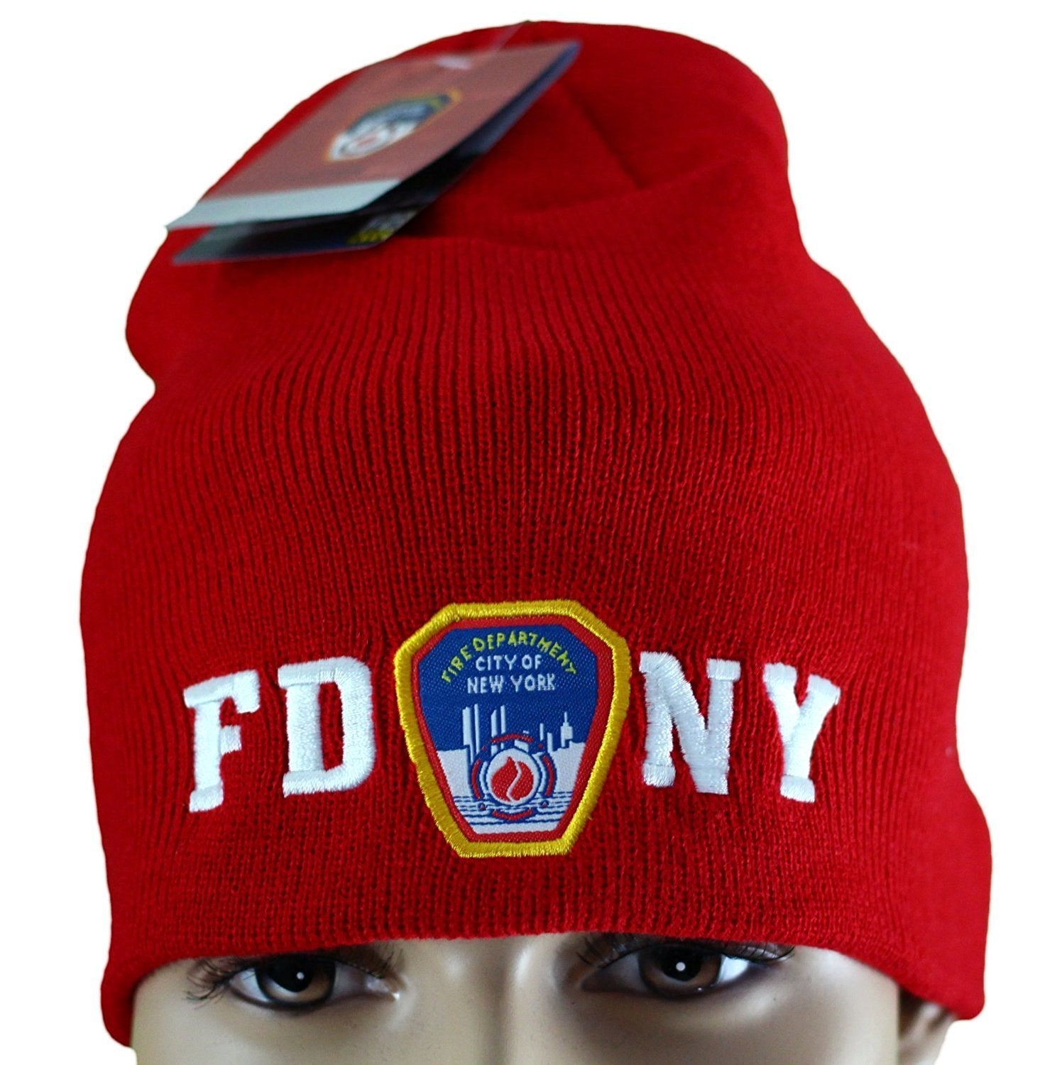 FDNY No Fold Winter Hat Beanie Skull Cap Officially Licensed Red
