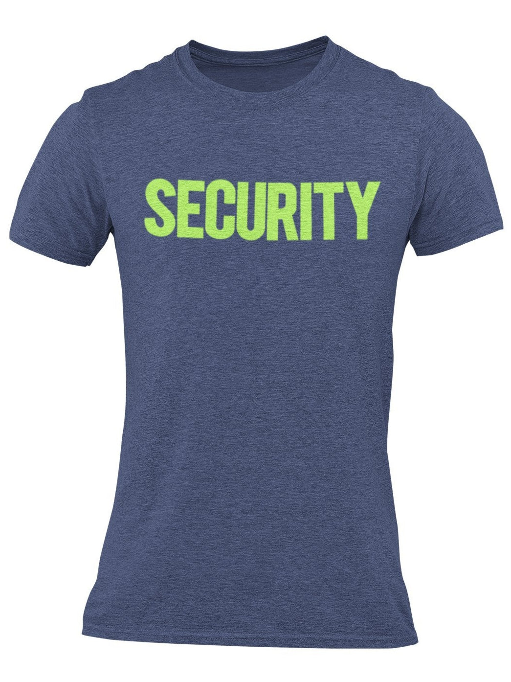 Security T-Shirt Front Back Print Men's Tee (Solid Design, Navy / Neon)