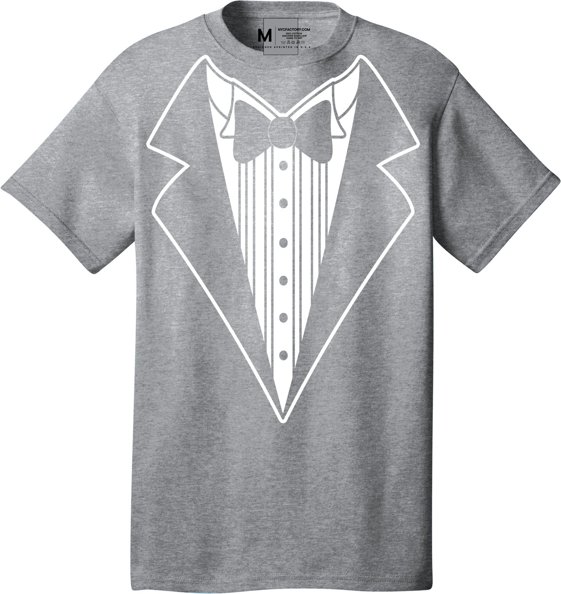 Men's Funny Tuxedo T-Shirt (Heather Gray, Bowtie Design)