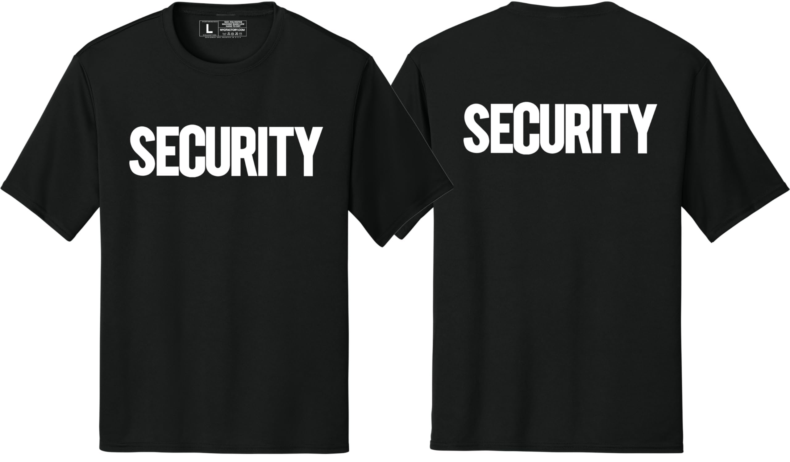 Security T-Shirt Front Back Print Men's Tee (Solid Design, Black / White)