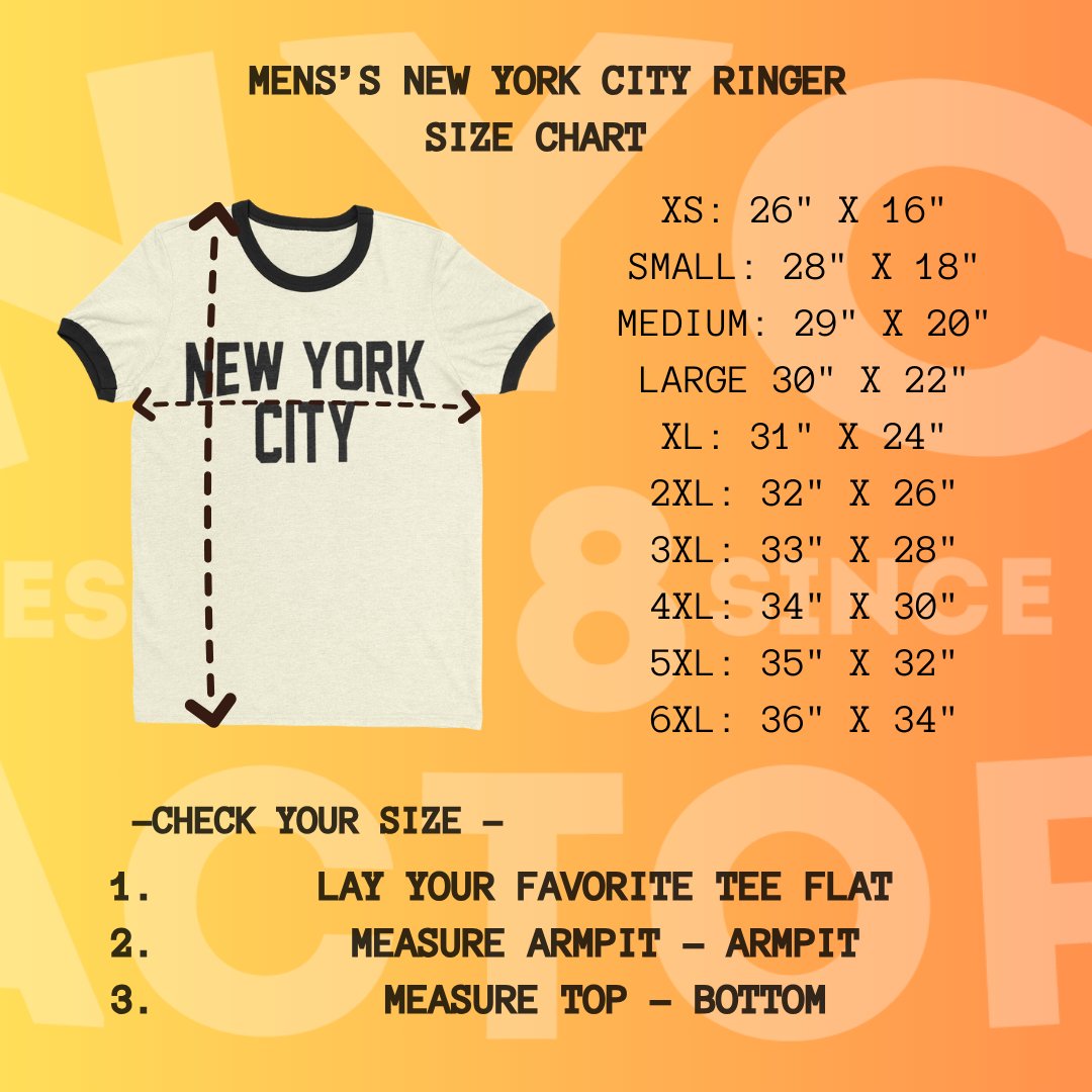 New York City Ringer Tee T-Shirt Retro Style Men's Shirt (White/Black, Regular)