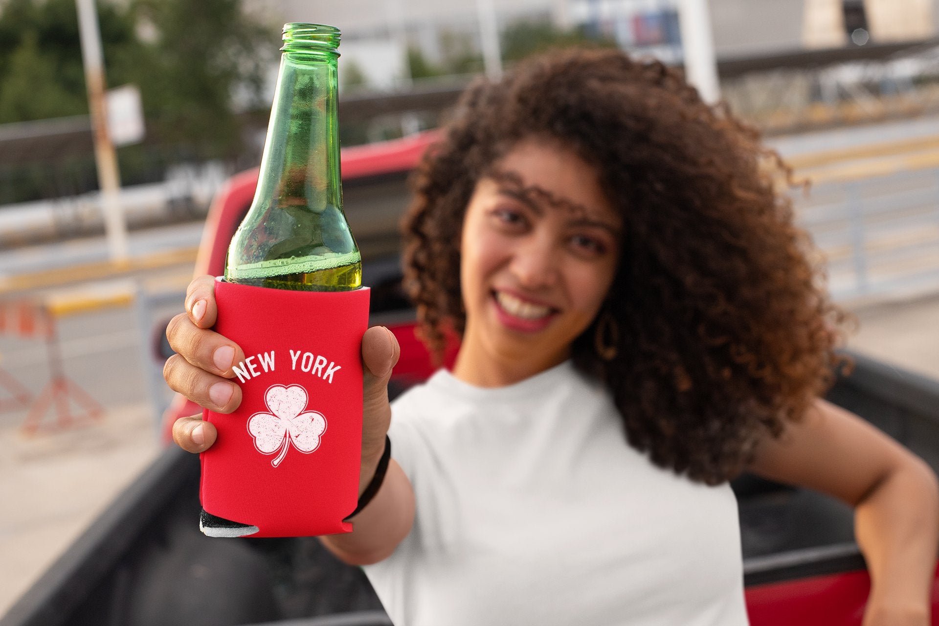 New York City Irish Shamrock Design Custom Can Coolers Promotional