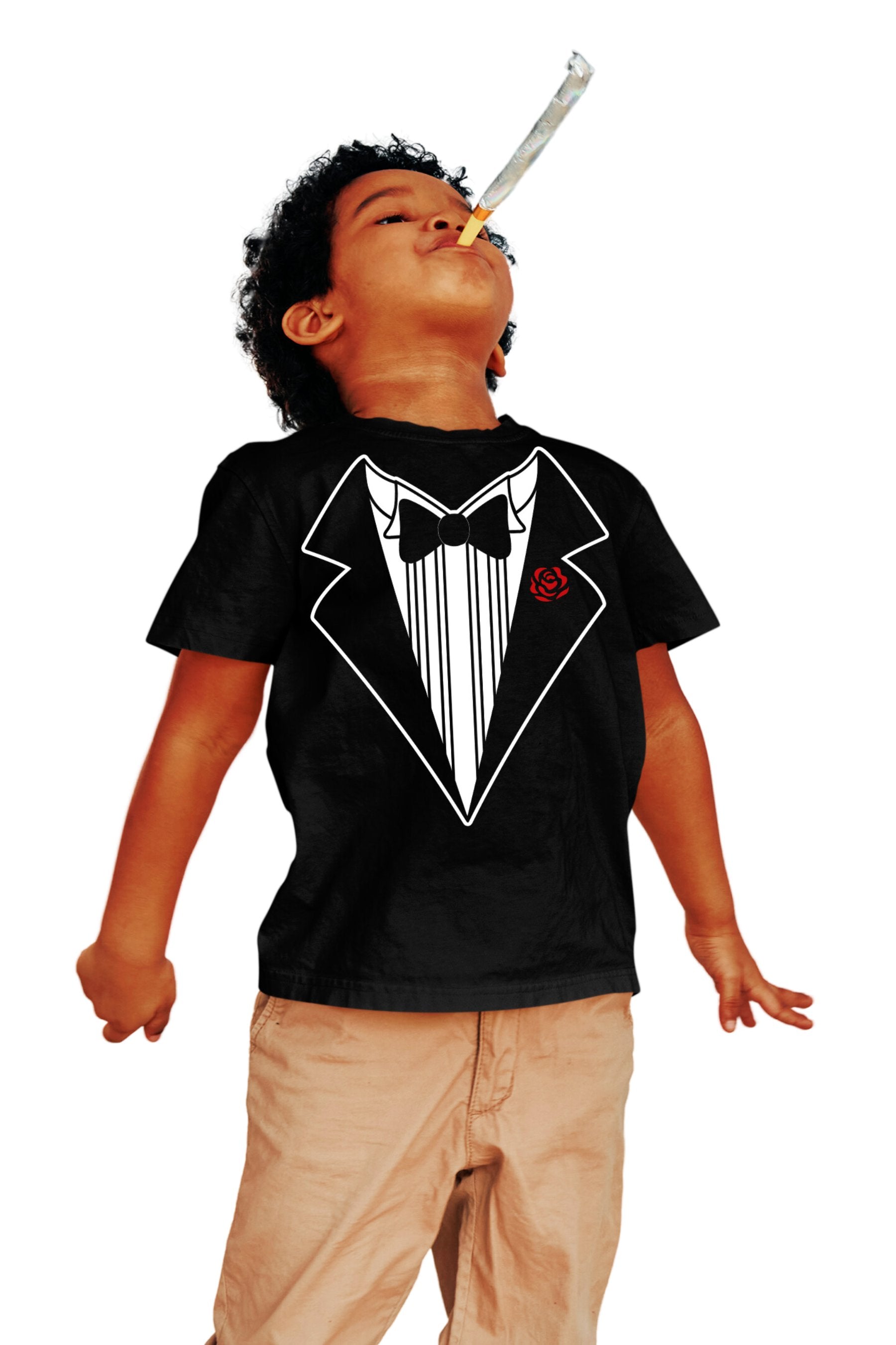 Kids Funny Tuxedo Tee T-Shirt Boys & Girls Formal Tux Tee Youth