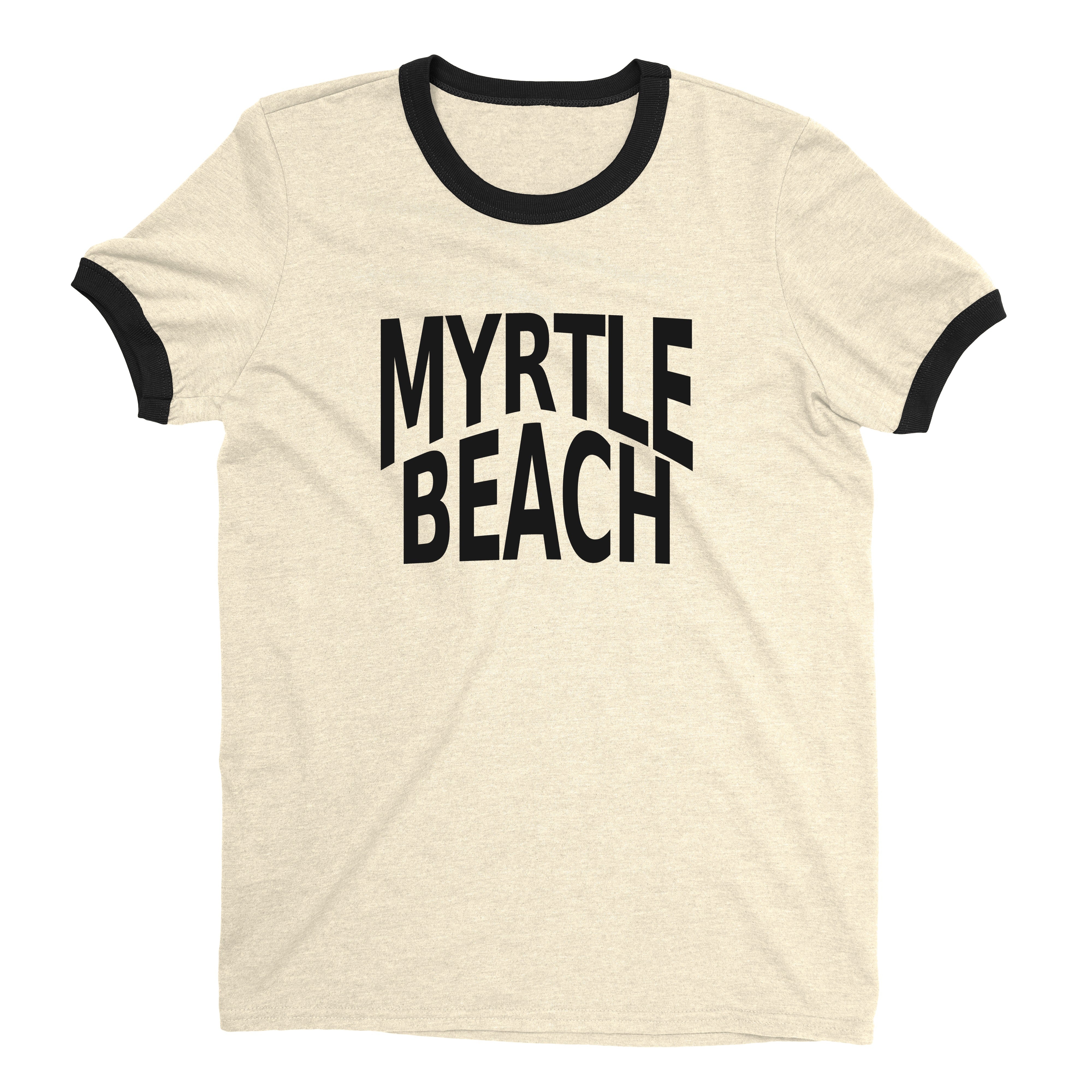 Myrtle Beach Ringer Tee Retro Style Men's T-Shirt - NYC Factory - Natural