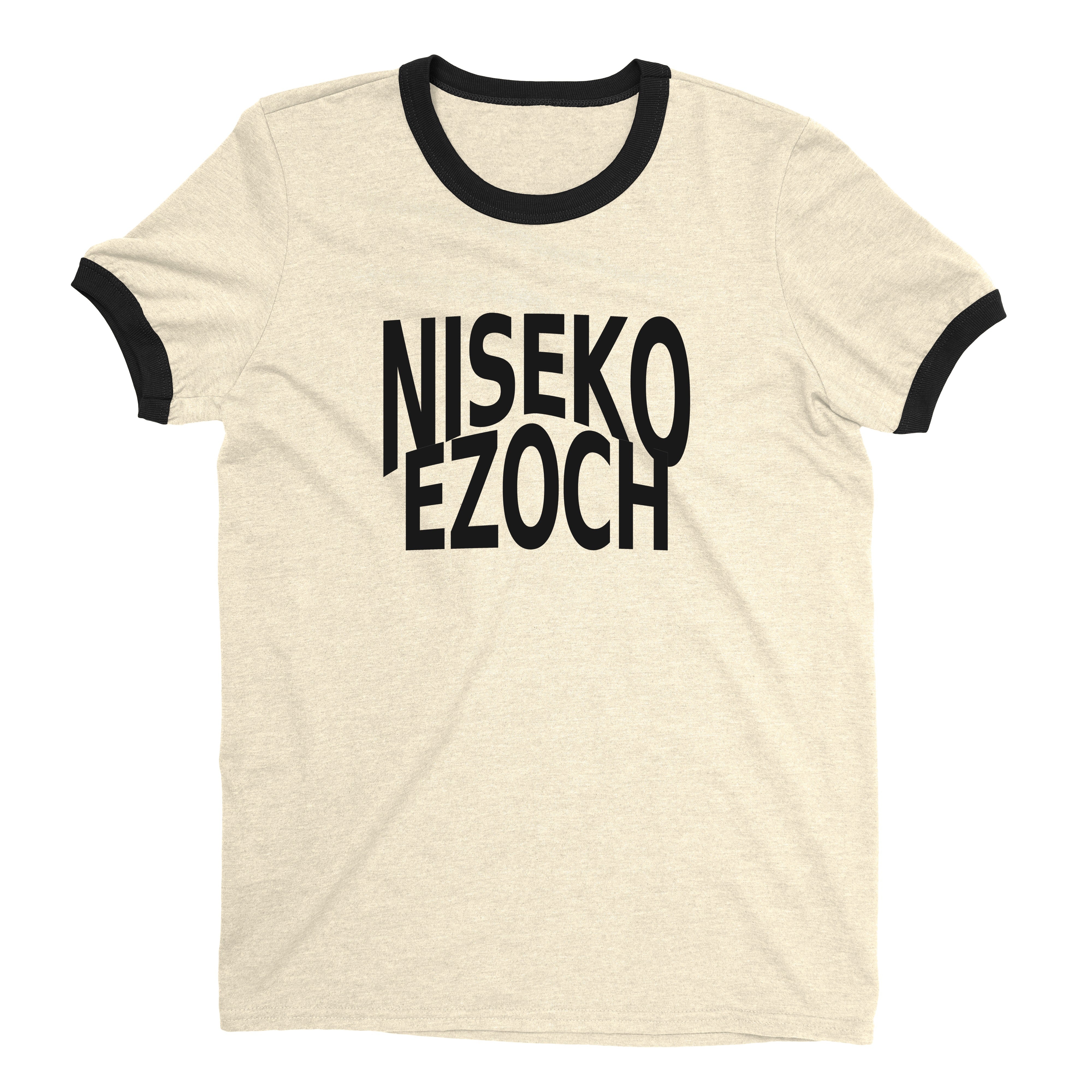 Niseko Ski Resort Ringer Tee Retro Style Men's T-Shirt - NYC Factory - Natural