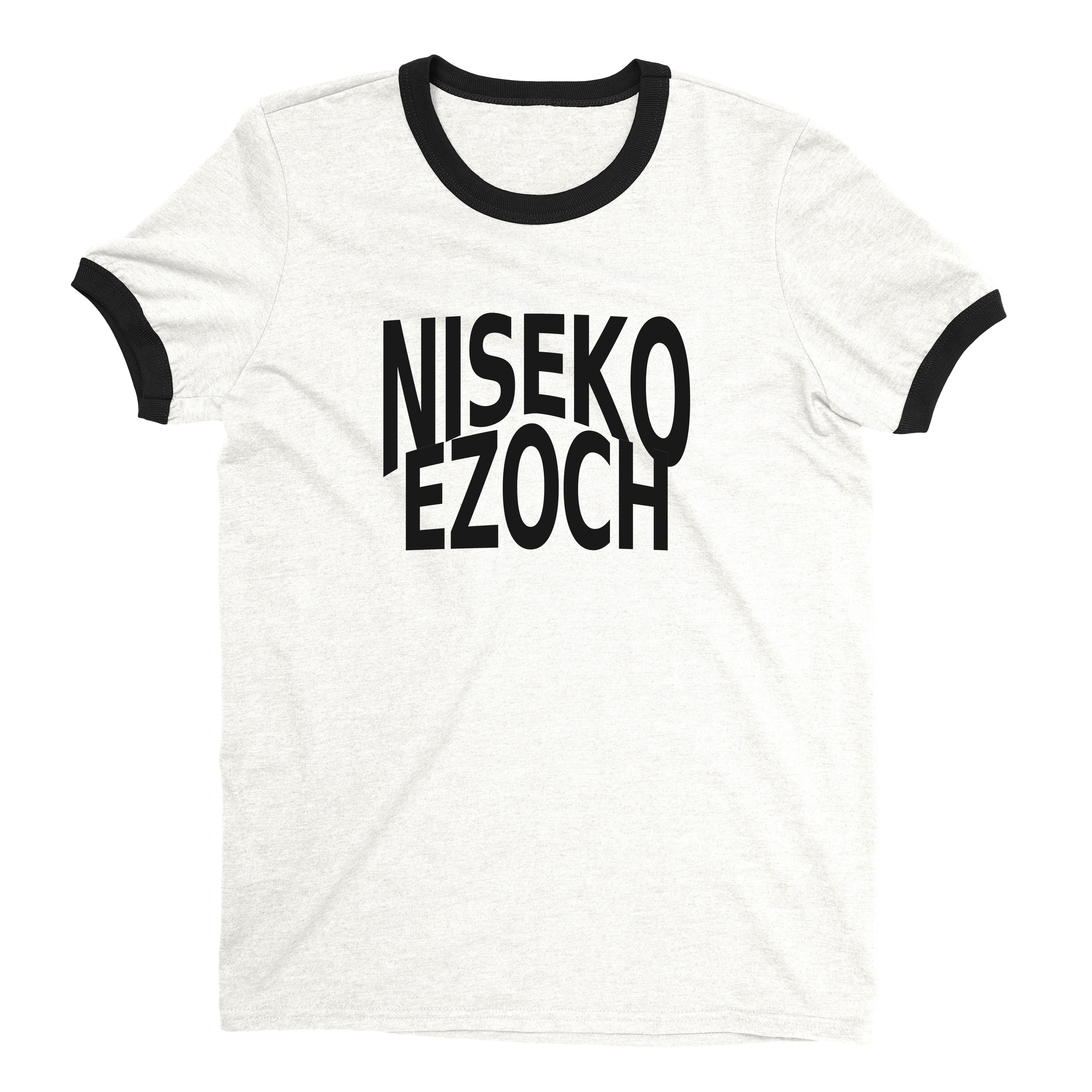 Niseko Ski Resort Ringer Tee Retro Style Men's T-Shirt - NYC Factory - White