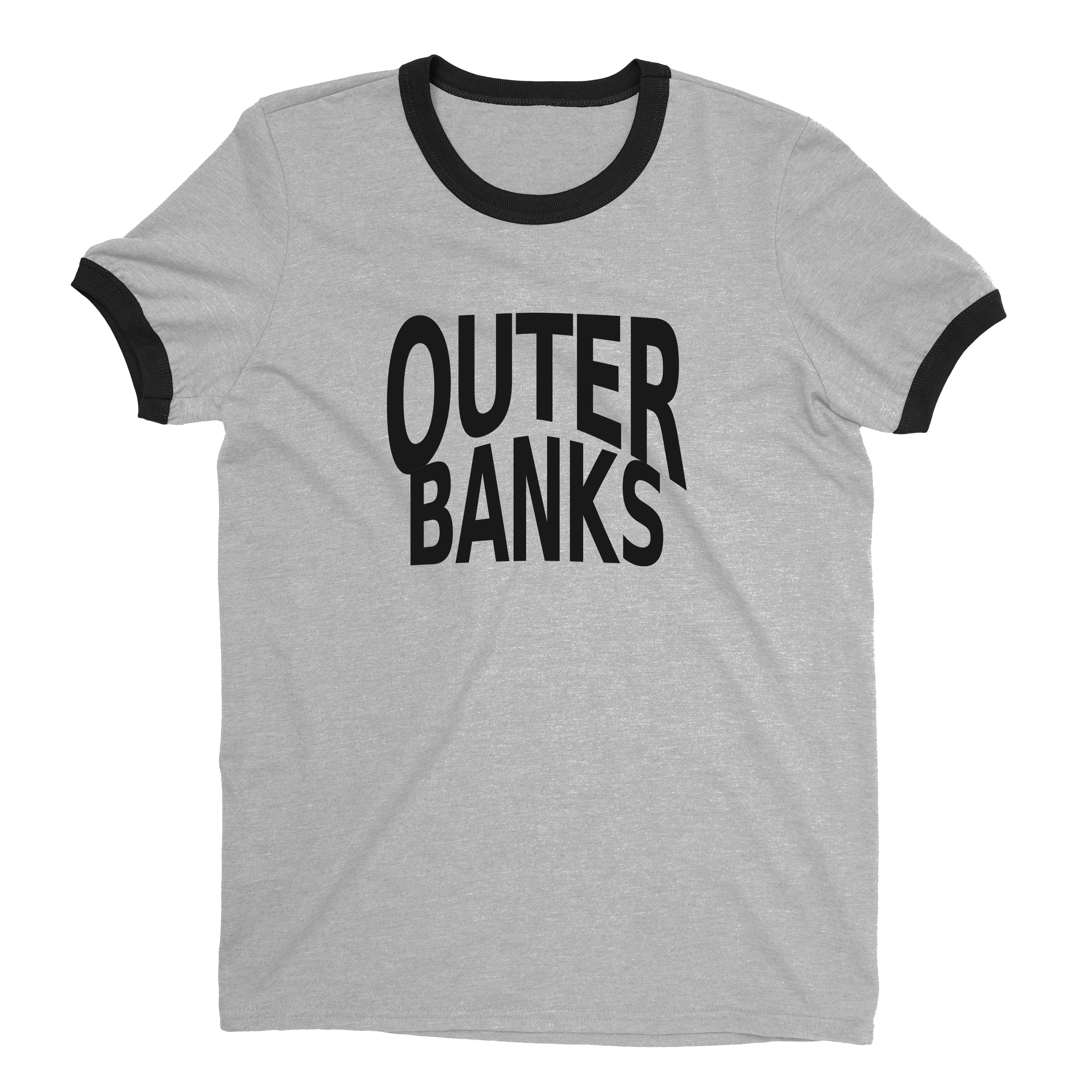 Outer Banks Ringer Tee Retro Style Men's T-Shirt - NYC Factory - Heather Gray