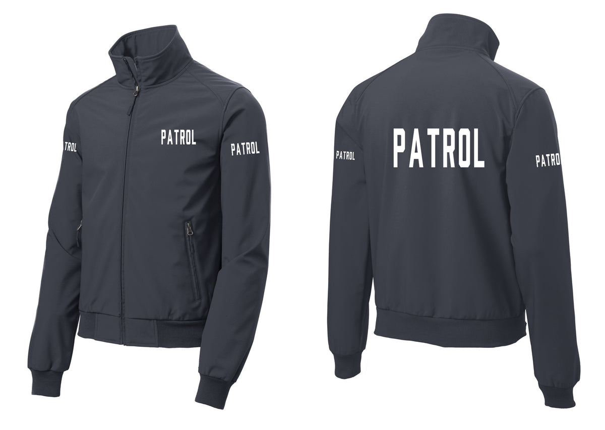 NYC Factory Patrol Soft Shell Bomber Jacket (Classic) - Chest + Back + Patrol Sleeves - Battleship Grey