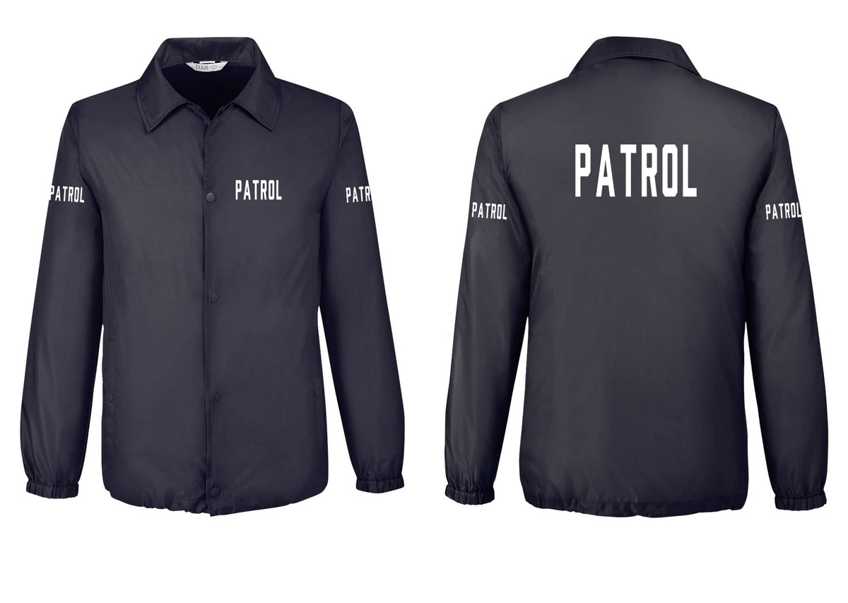 NYC Factory Patrol Snap-Front Coaches Jacket (Classic) - Chest + Back + Patrol Sleeves - Black