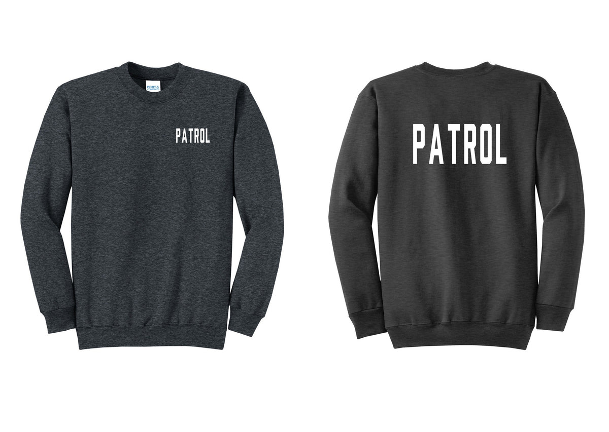 NYC Factory Patrol Cotton Fleece Crewneck Sweatshirt (Classic) - Chest + Back - Dark Heather Grey