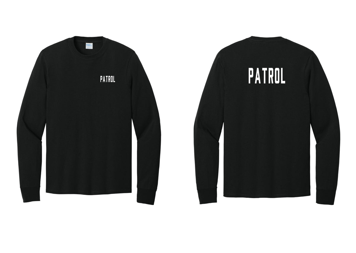 NYC Factory Patrol Cotton Long Sleeve T-Shirt (Classic) - Chest + Back - Black